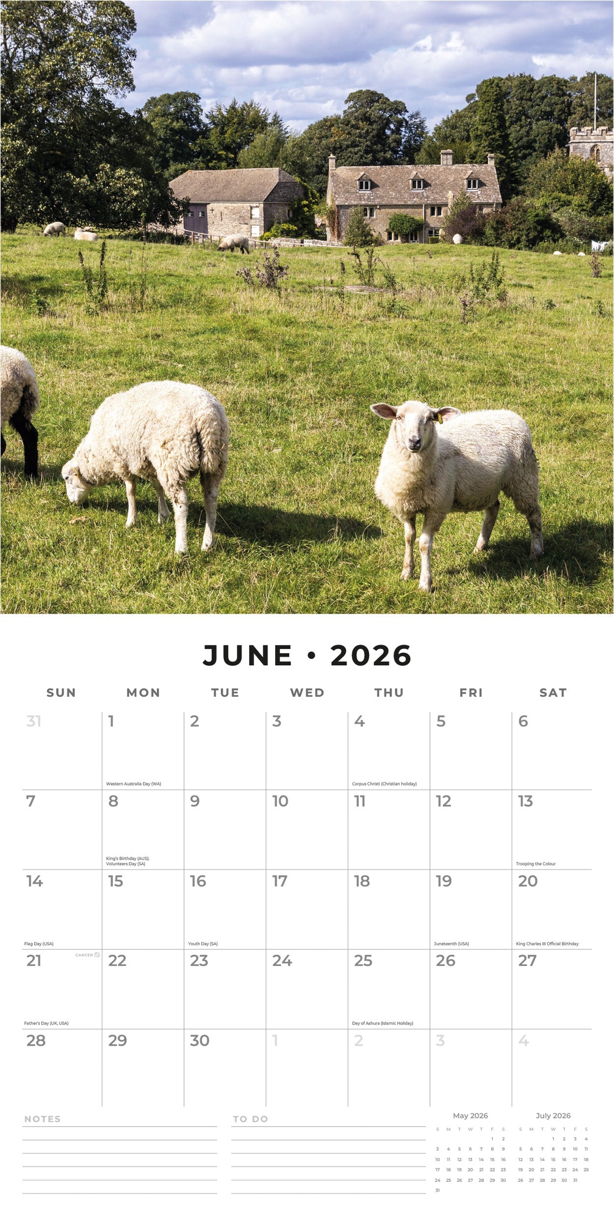 2026 On The Farm - Square Wall Calendar