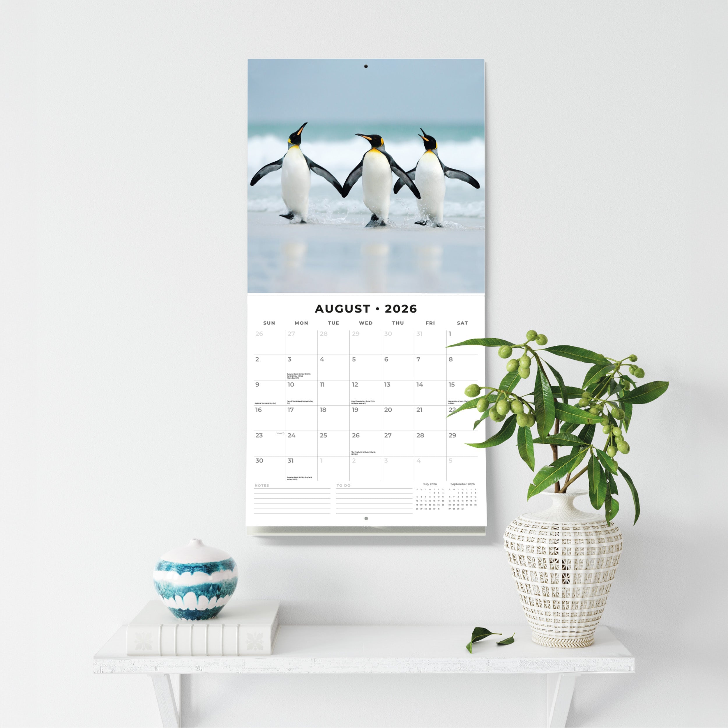 2026 Penguins - Square Wall Calendar