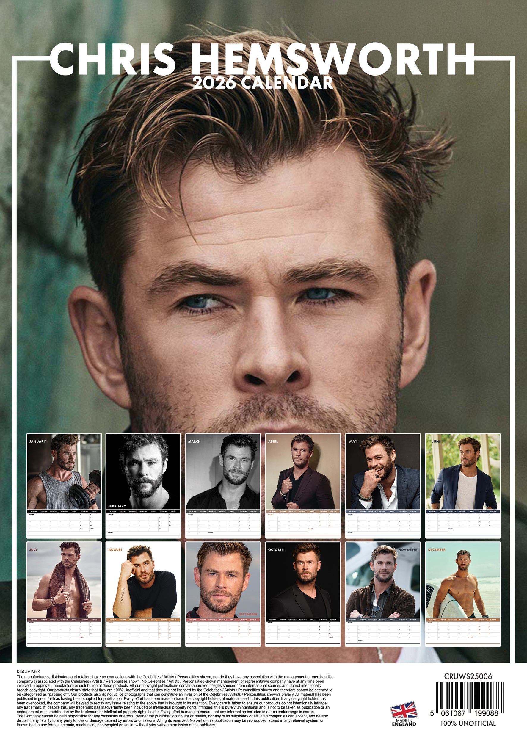 2026 Chris Hemsworth - A3 Wall Calendar
