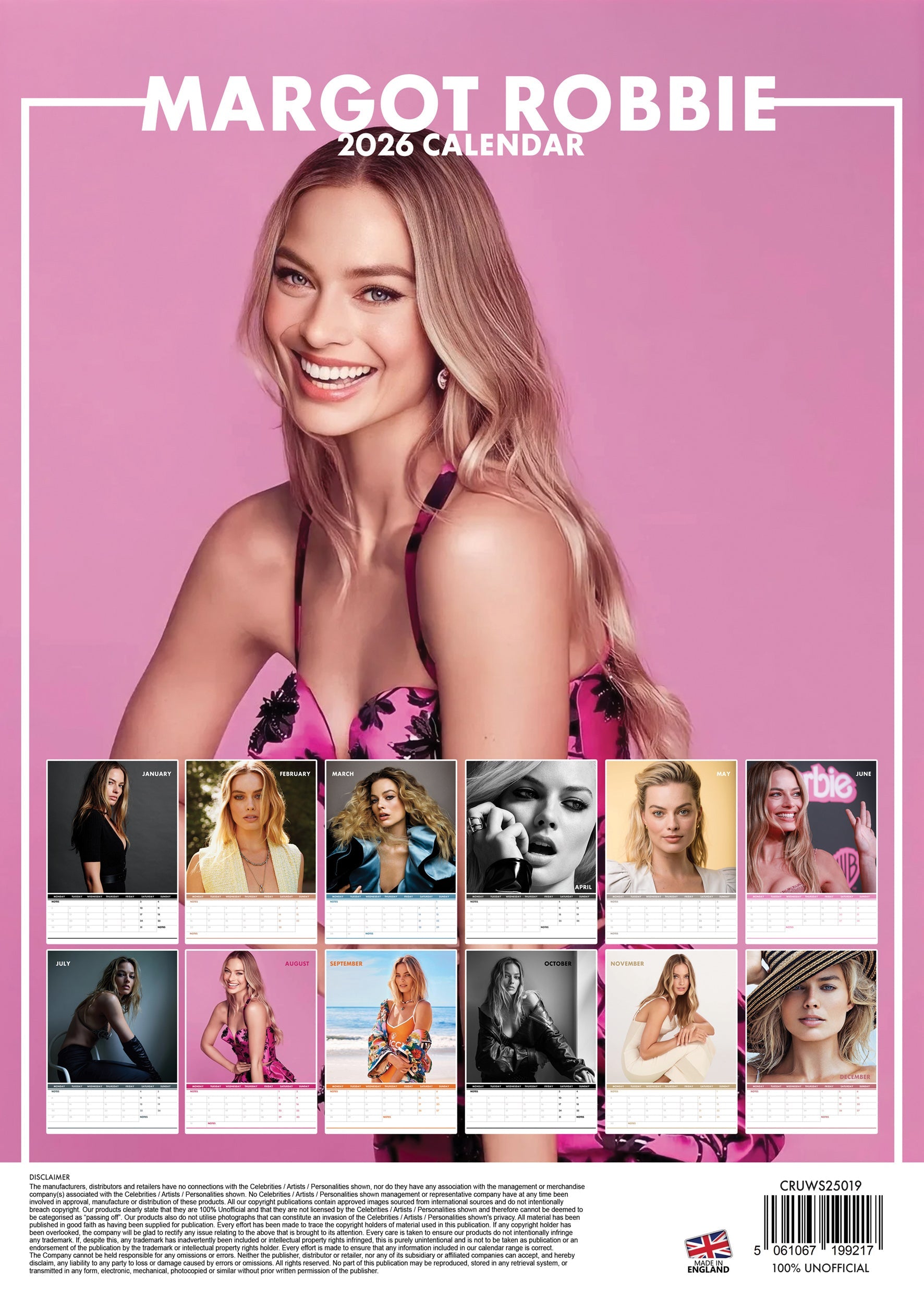 2026 Margot Robbie - A3 Wall Calendar