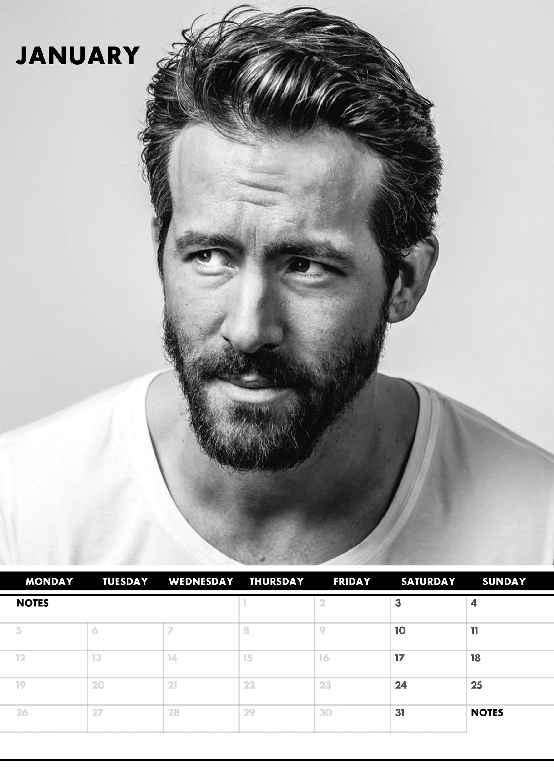 2026 Ryan Reynolds - A3 Wall Calendar