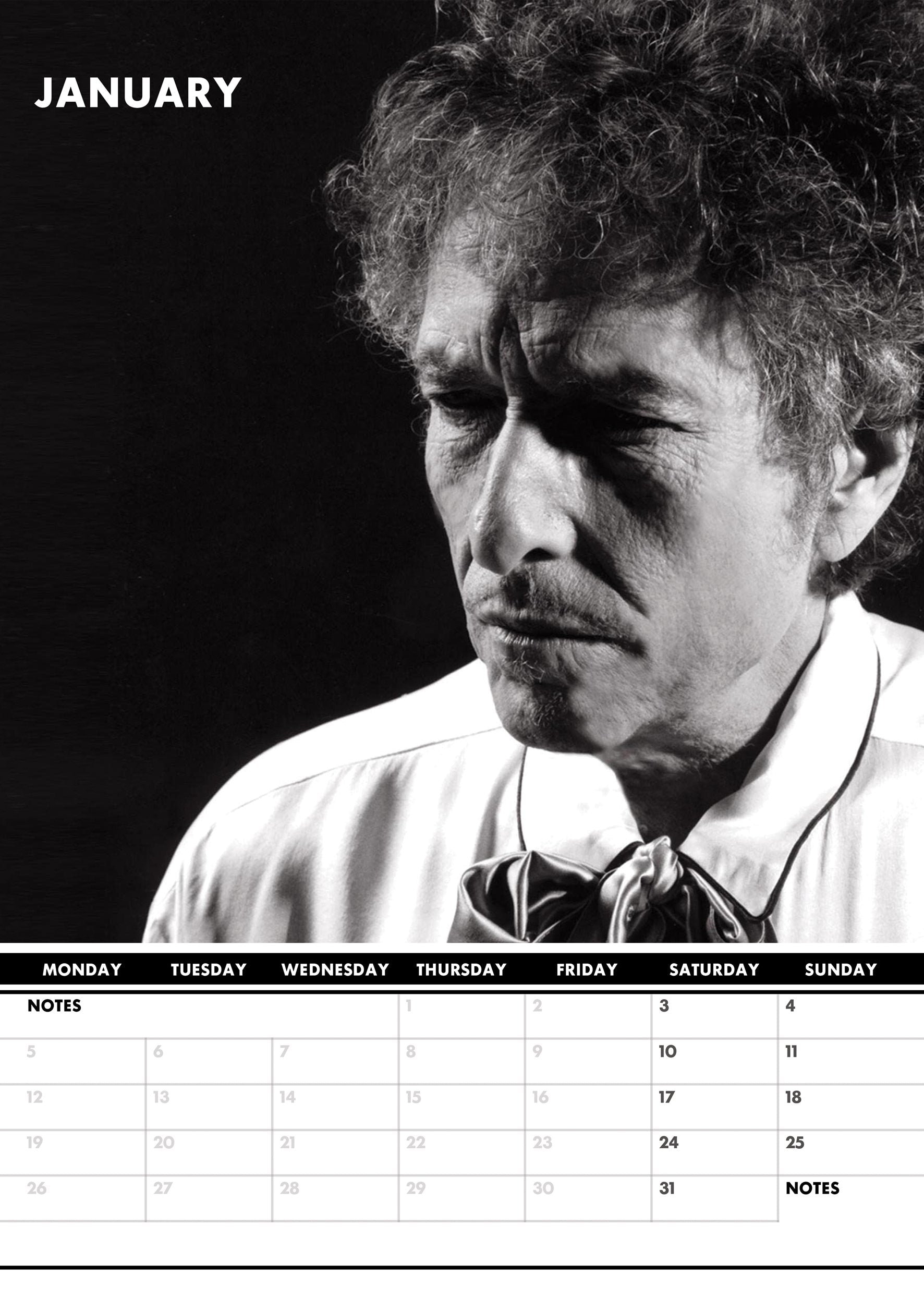2026 Bob Dylan - A3 Wall Calendar