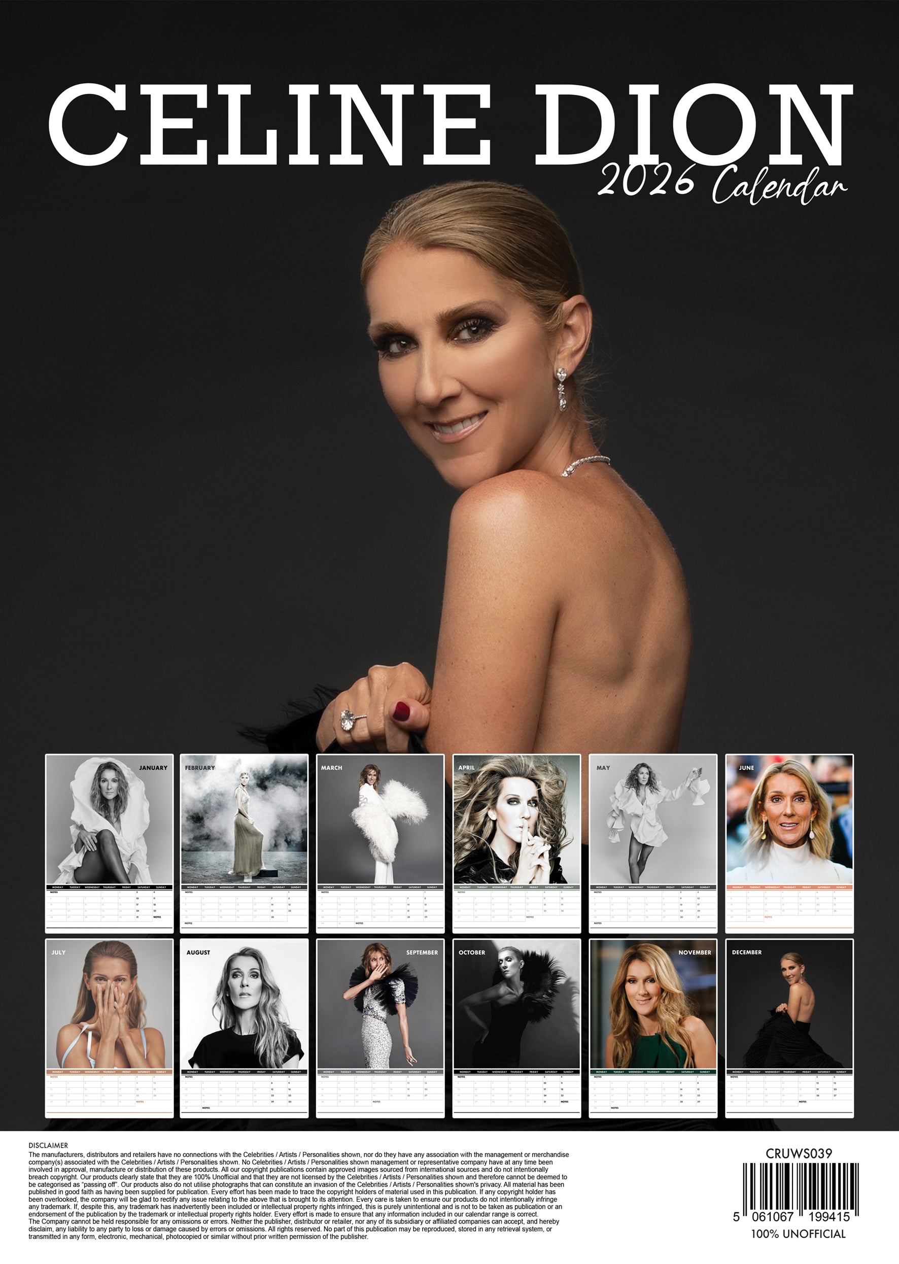 2026 Celine Dion - A3 Wall Calendar