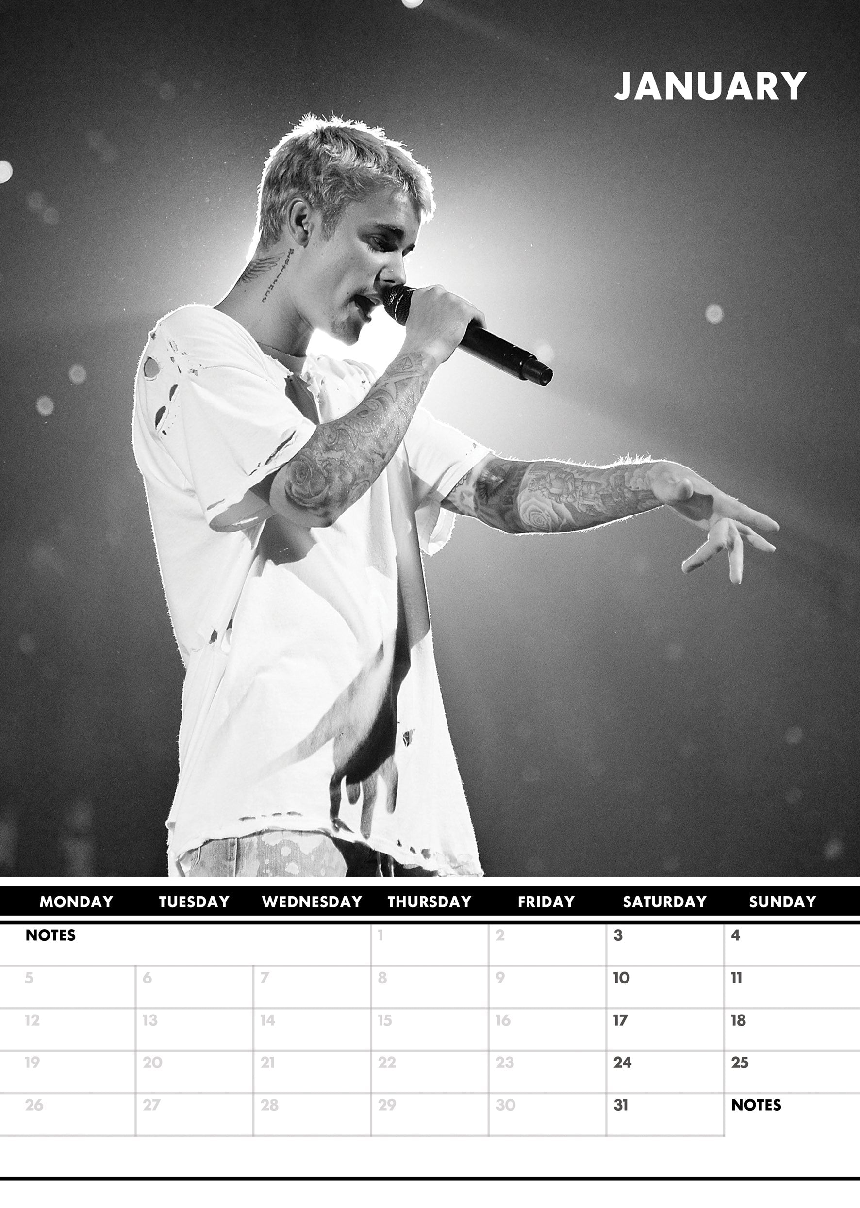 2026 Justin Bieber - A3 Wall Calendar
