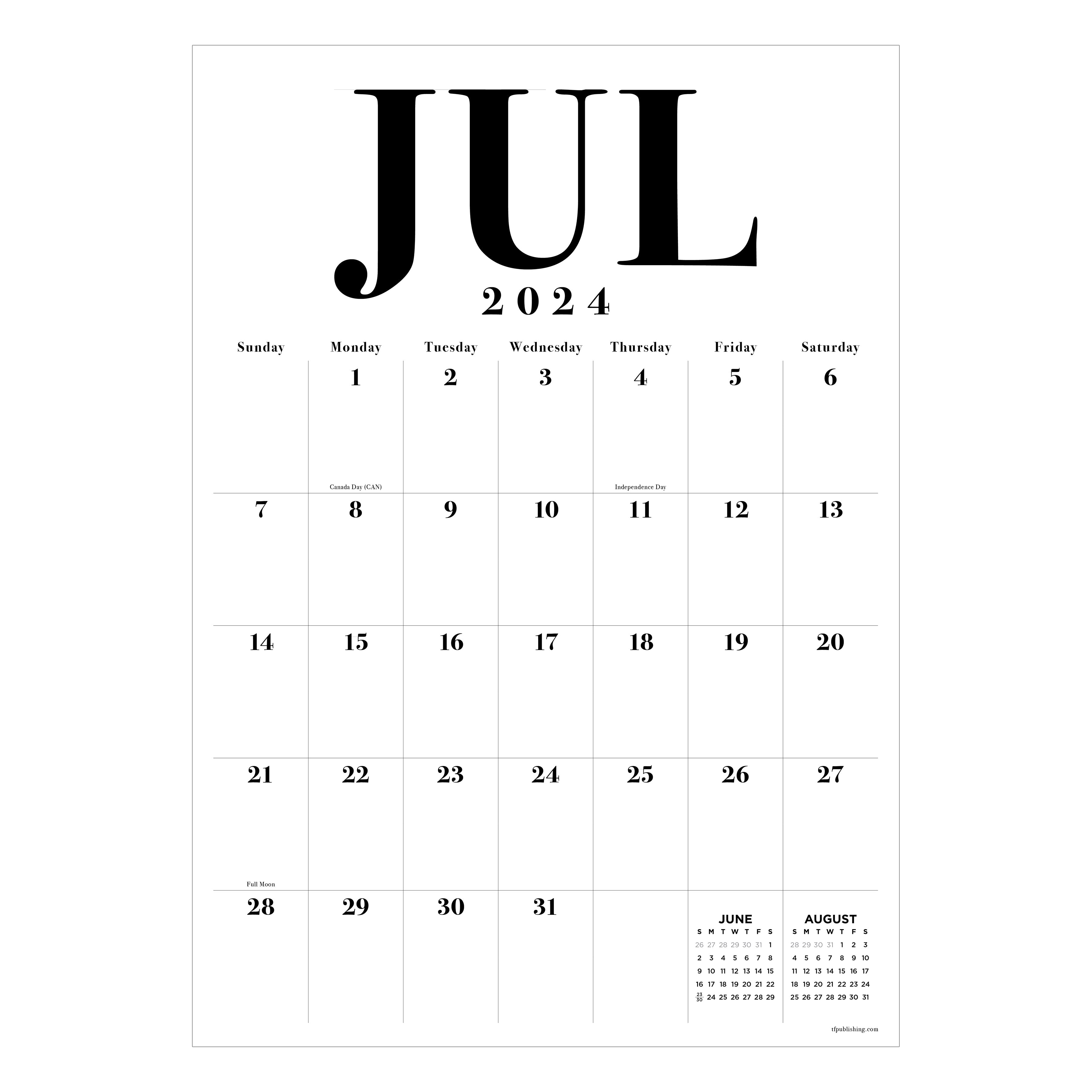 July 2024 - June 2025 Medium Art Poster - A3 Wall Academic Calendar