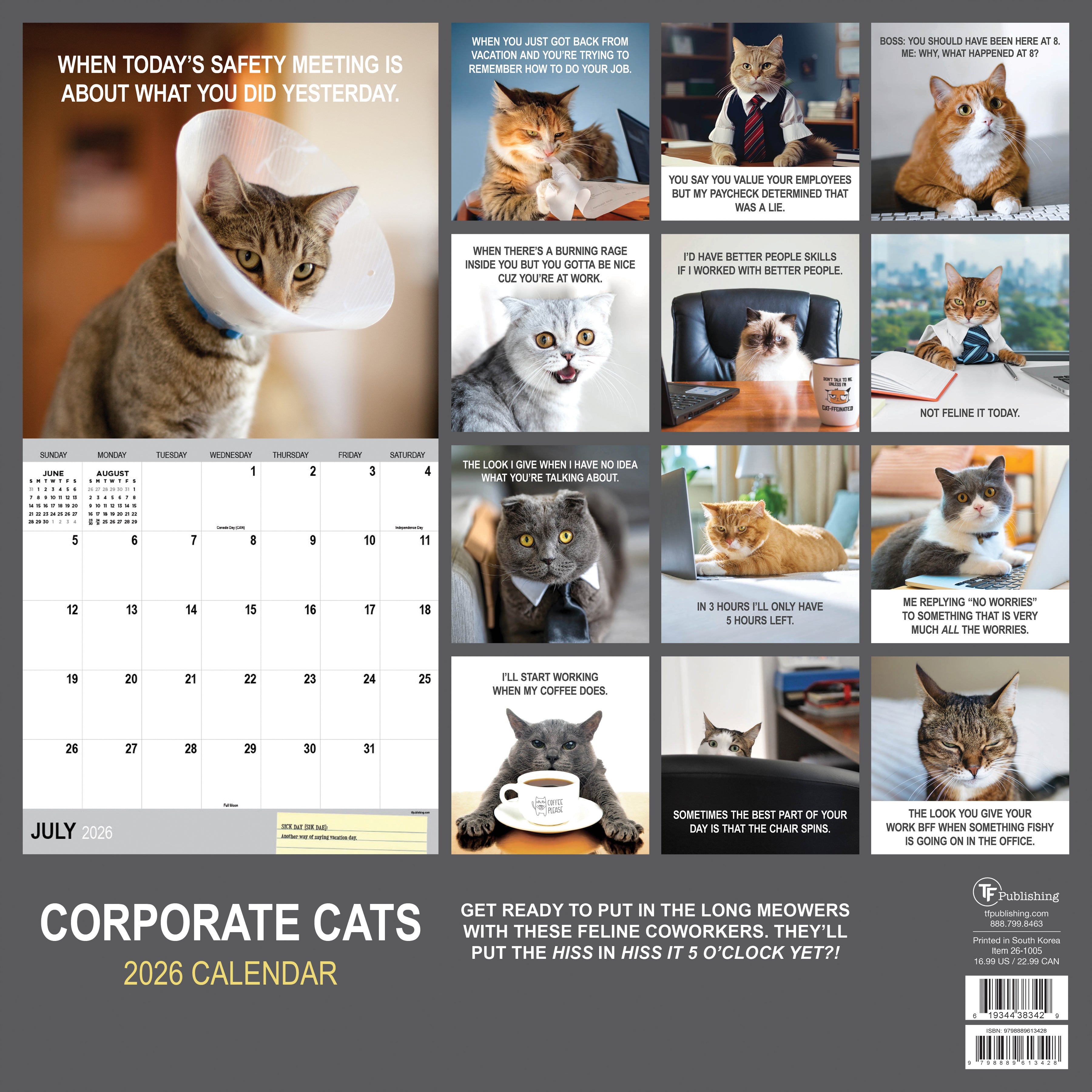 2026 Corporate Cats - Square Wall Calendar