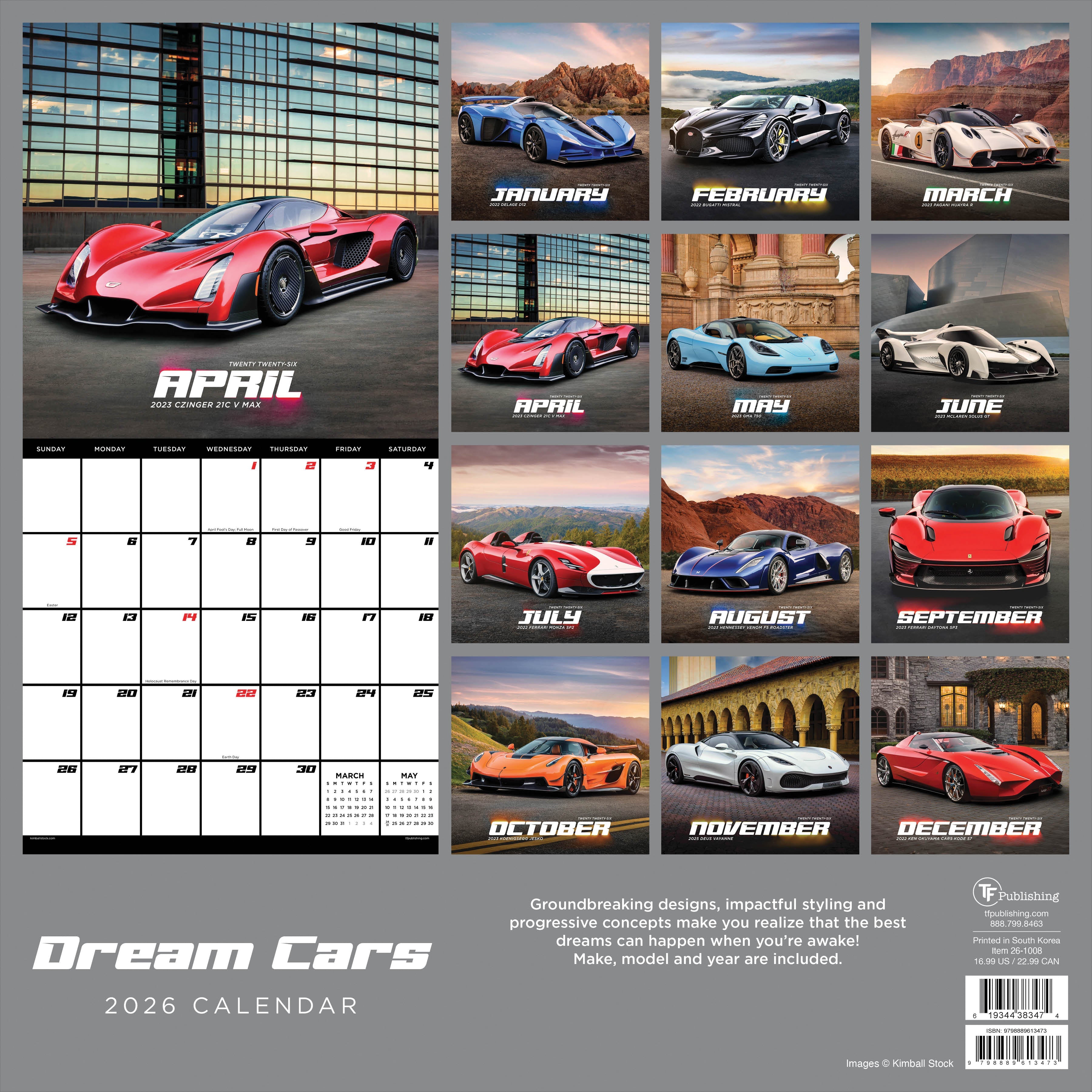 2026 Dream Cars - Square Wall Calendar