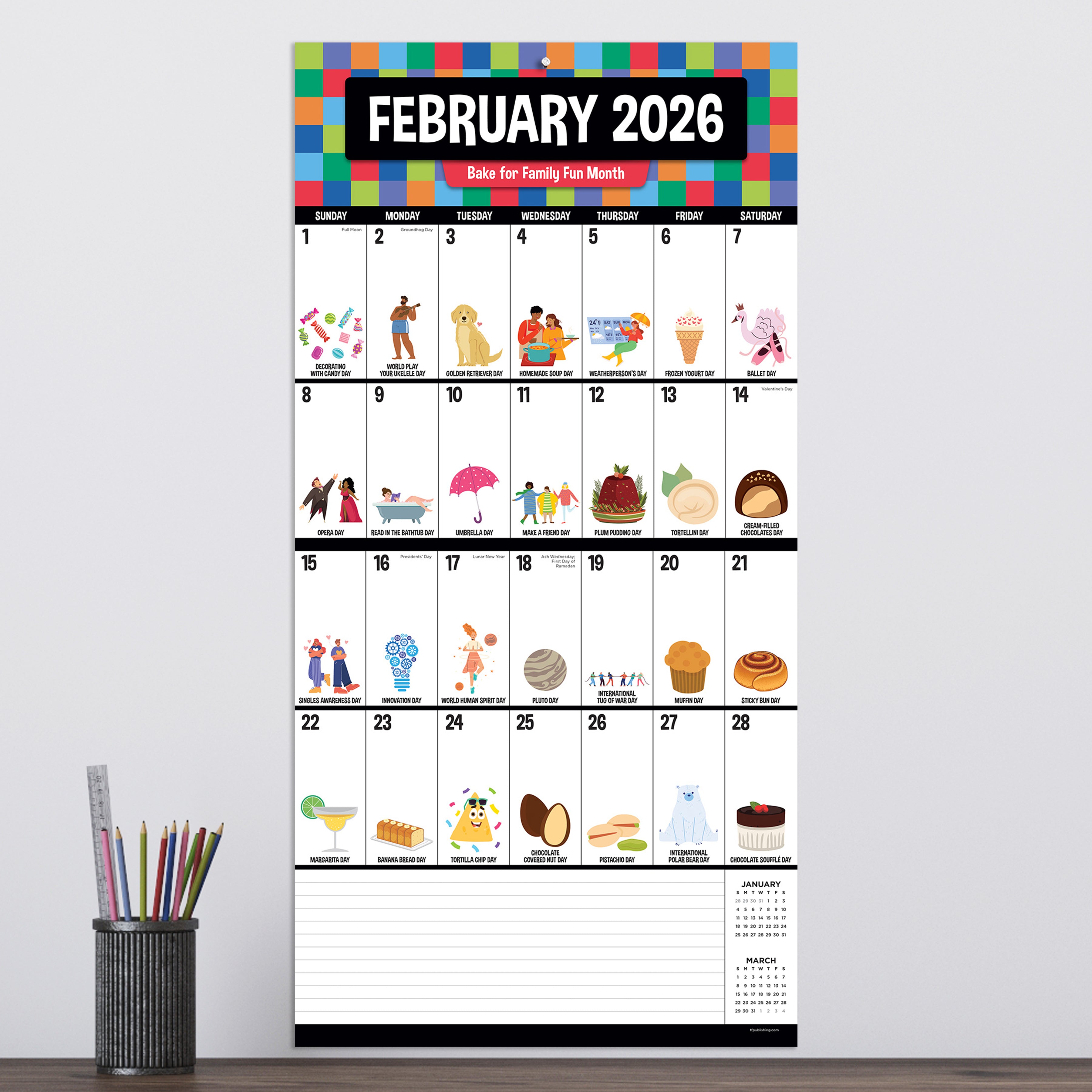 2026 Every Day's A Holiday - Square Wall Calendar