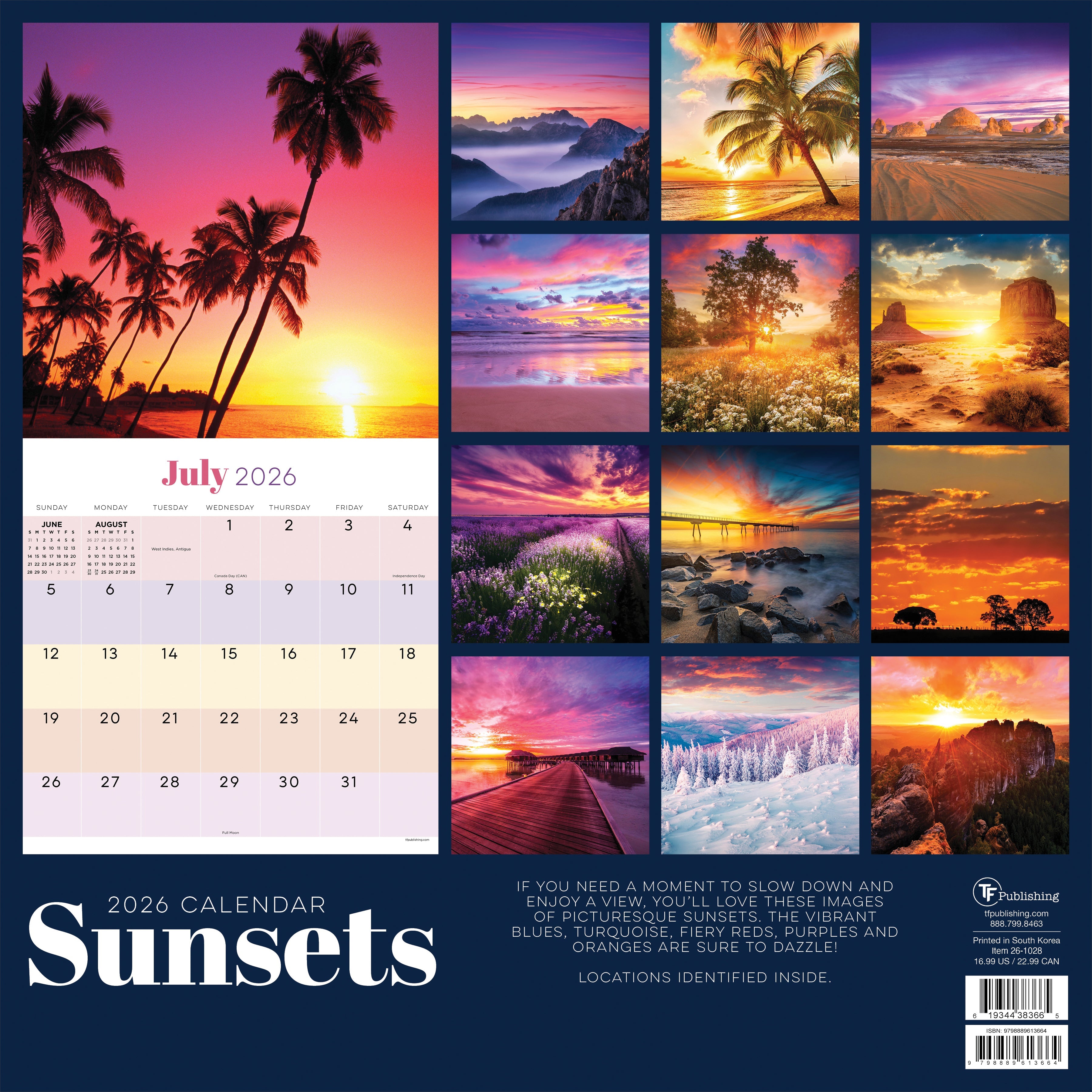 2026 Sunsets - Square Wall Calendar