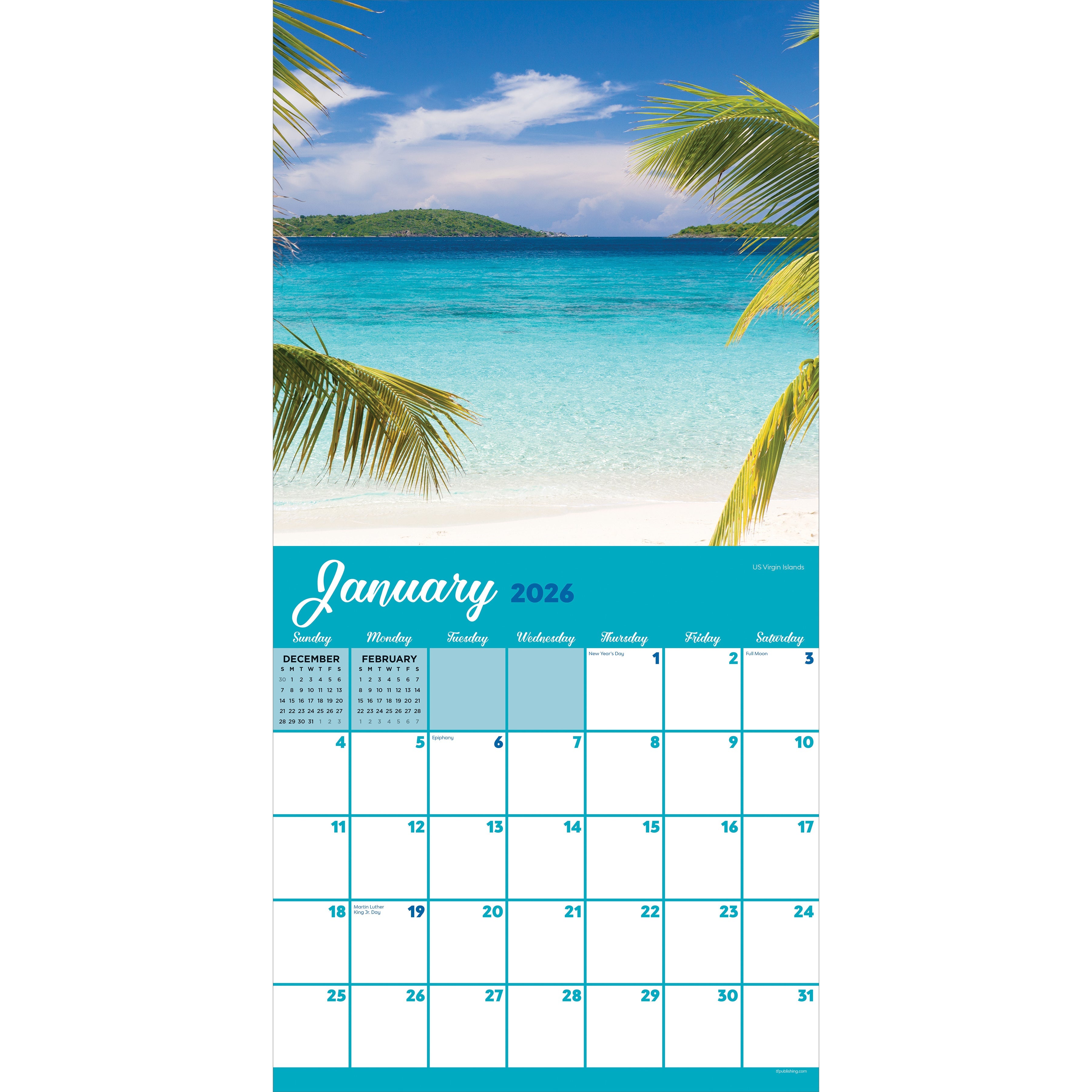 2026 Tropical Beaches - Square Wall Calendar
