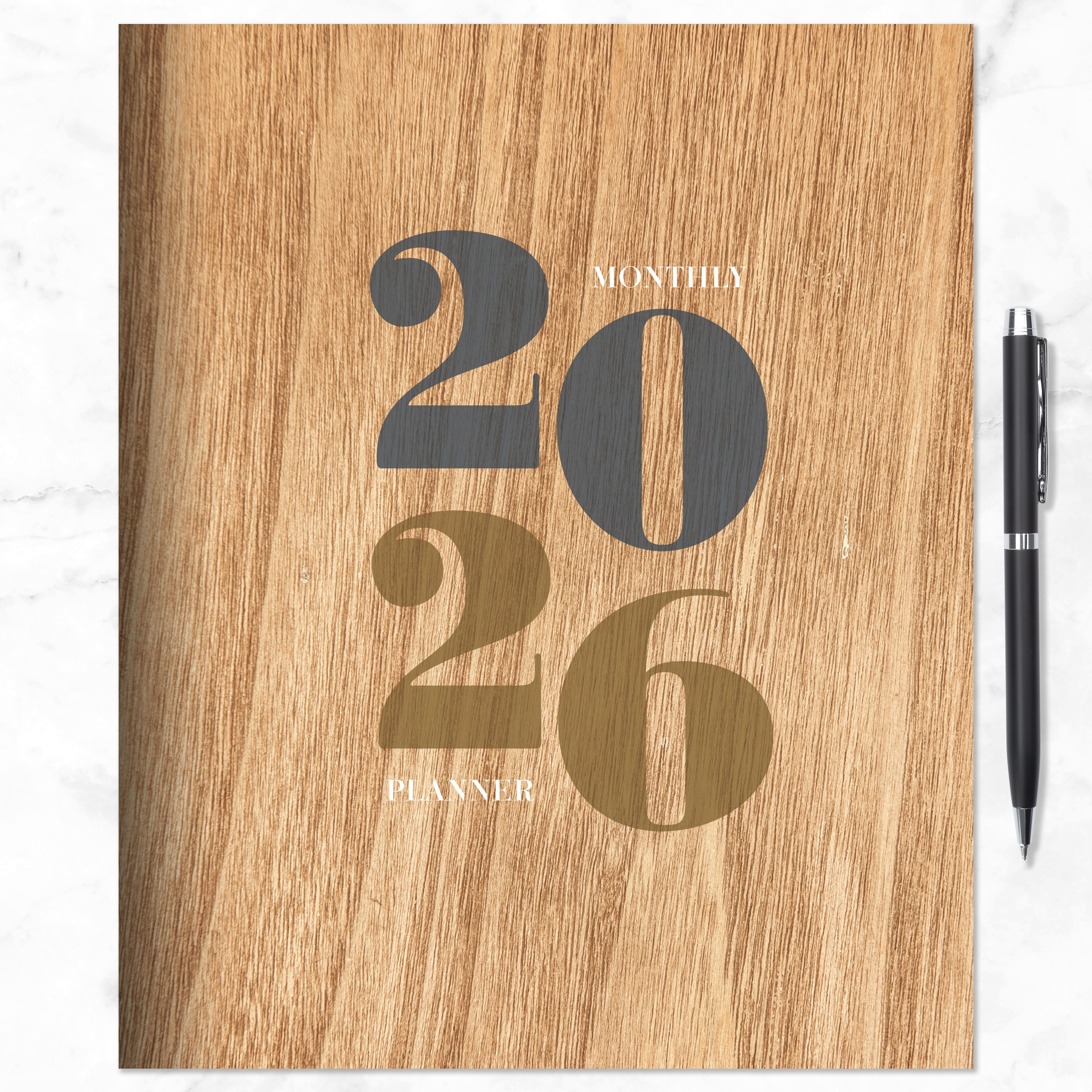 2026 Washed Oak - Large Monthly Diary/Planner