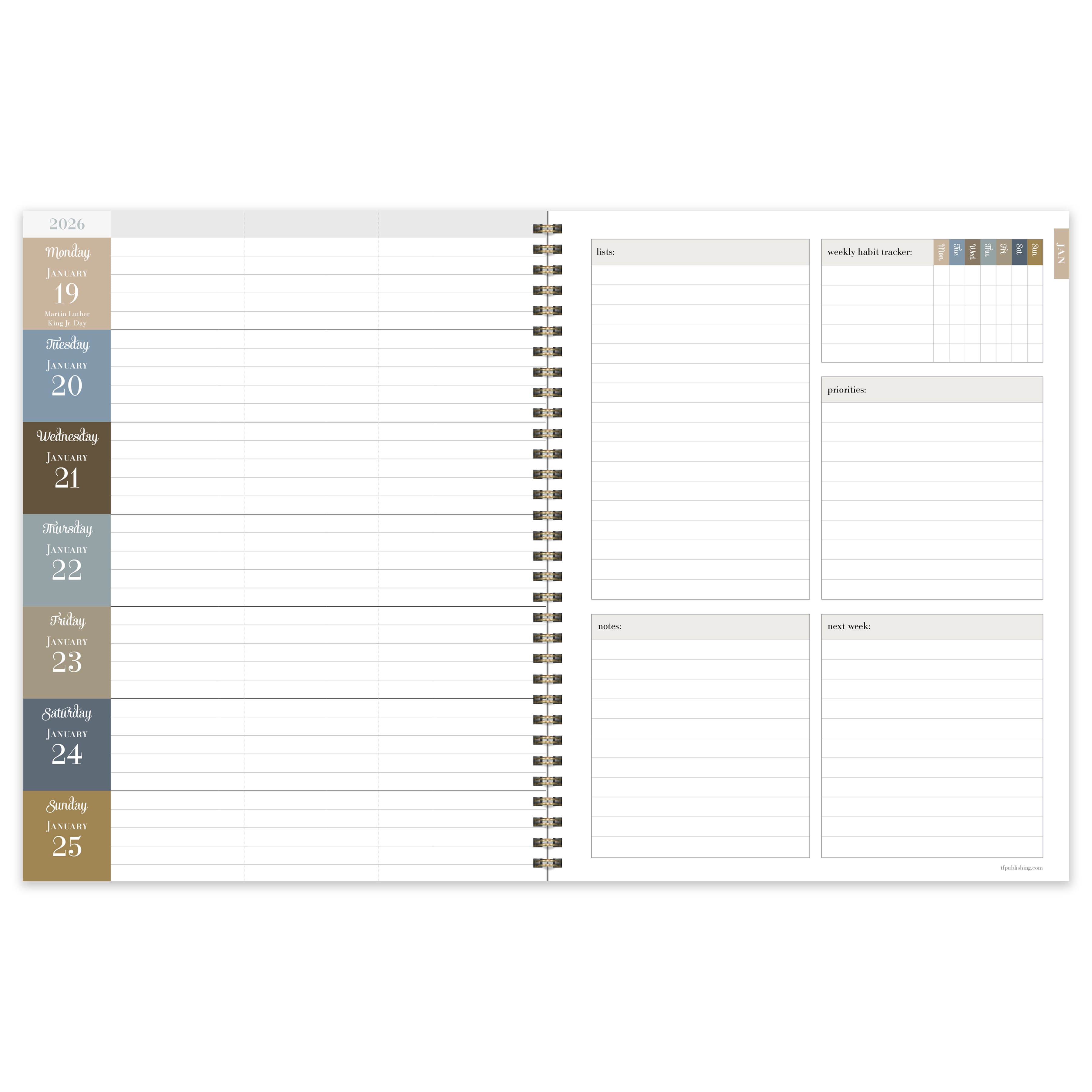 2026 Tres Belle Blue - Large Monthly & Weekly Diary/Planner