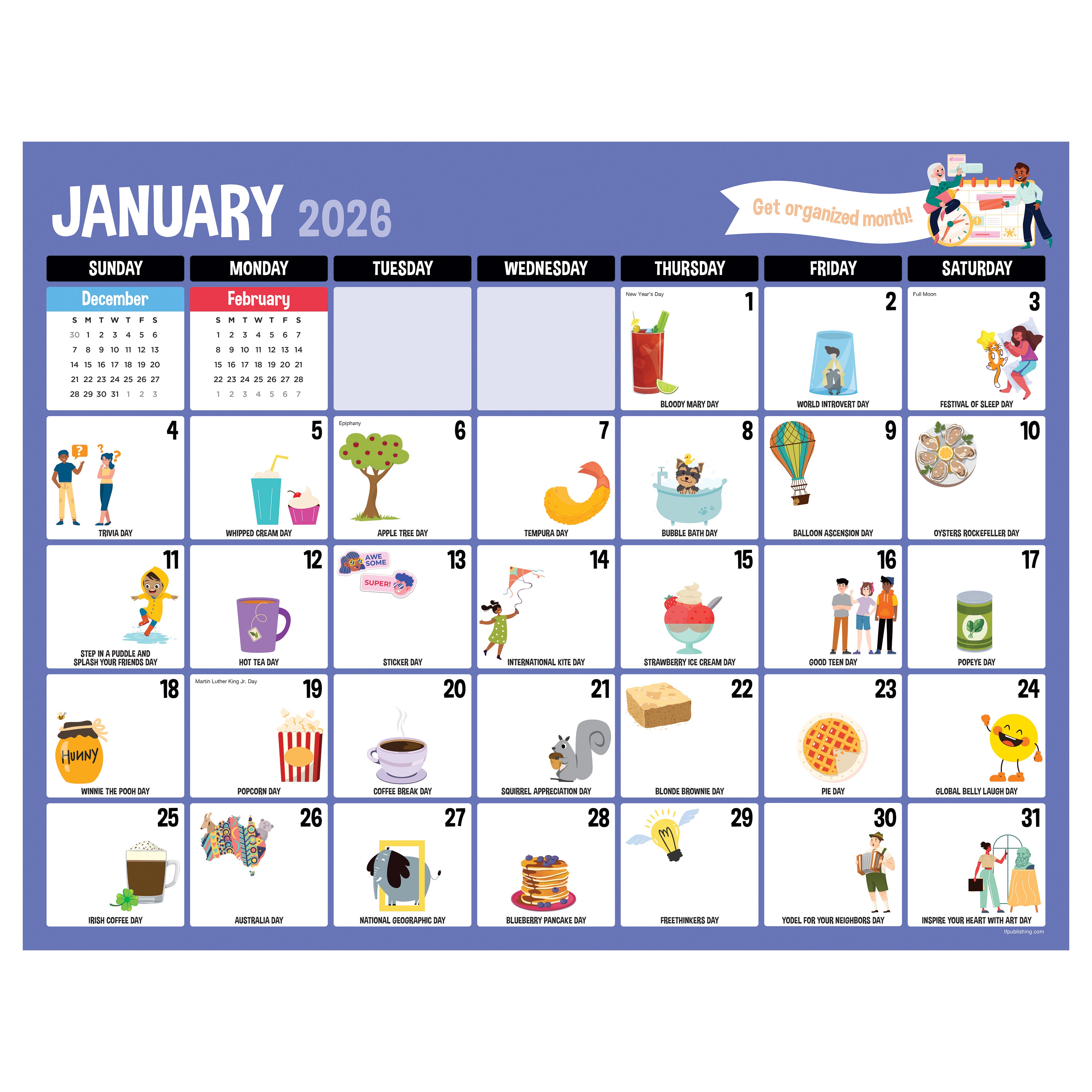 2026 Every Day's A Holiday - Medium Monthly Desk Pad Blotter Calendar