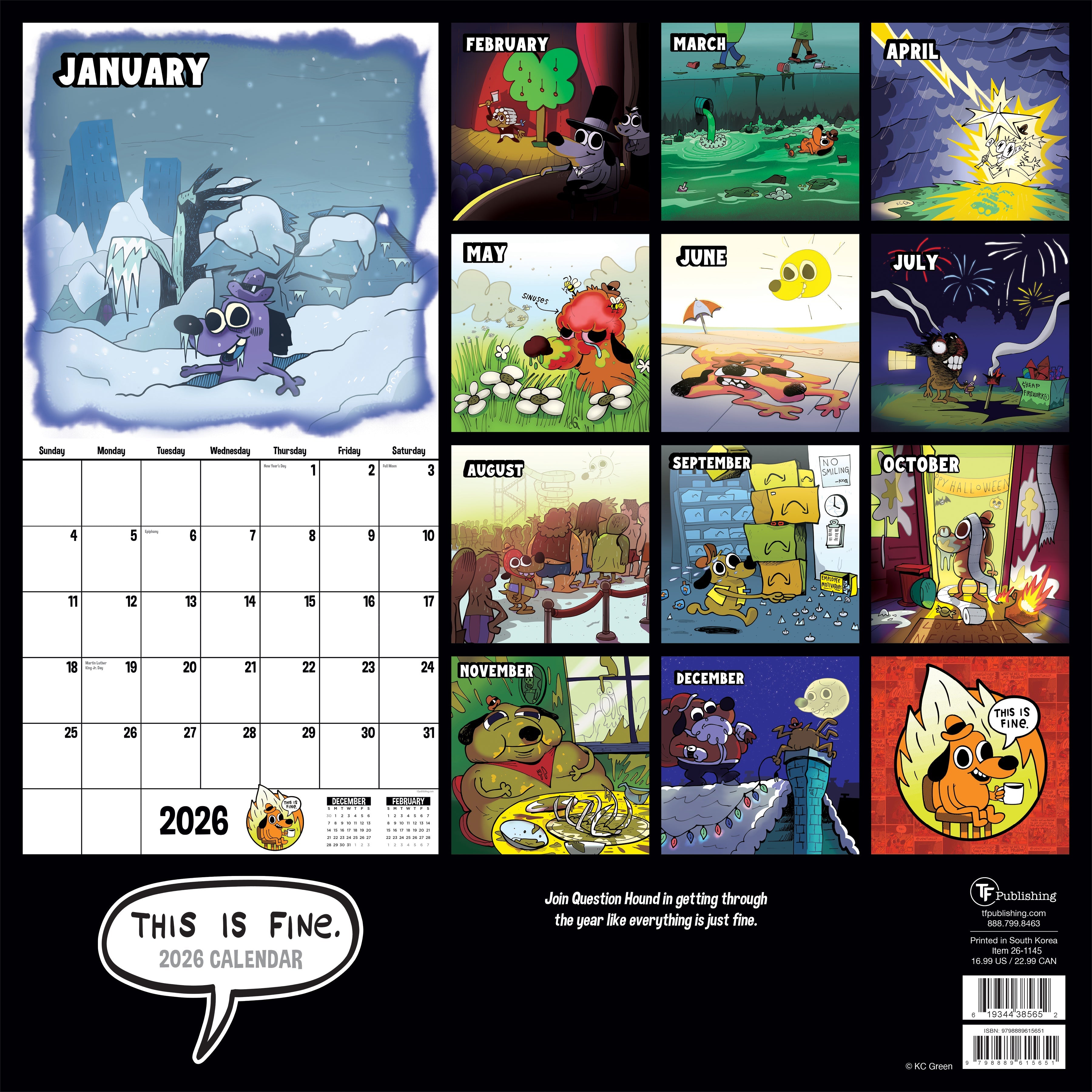 2026 THIS IS FINE - Square Wall Calendar