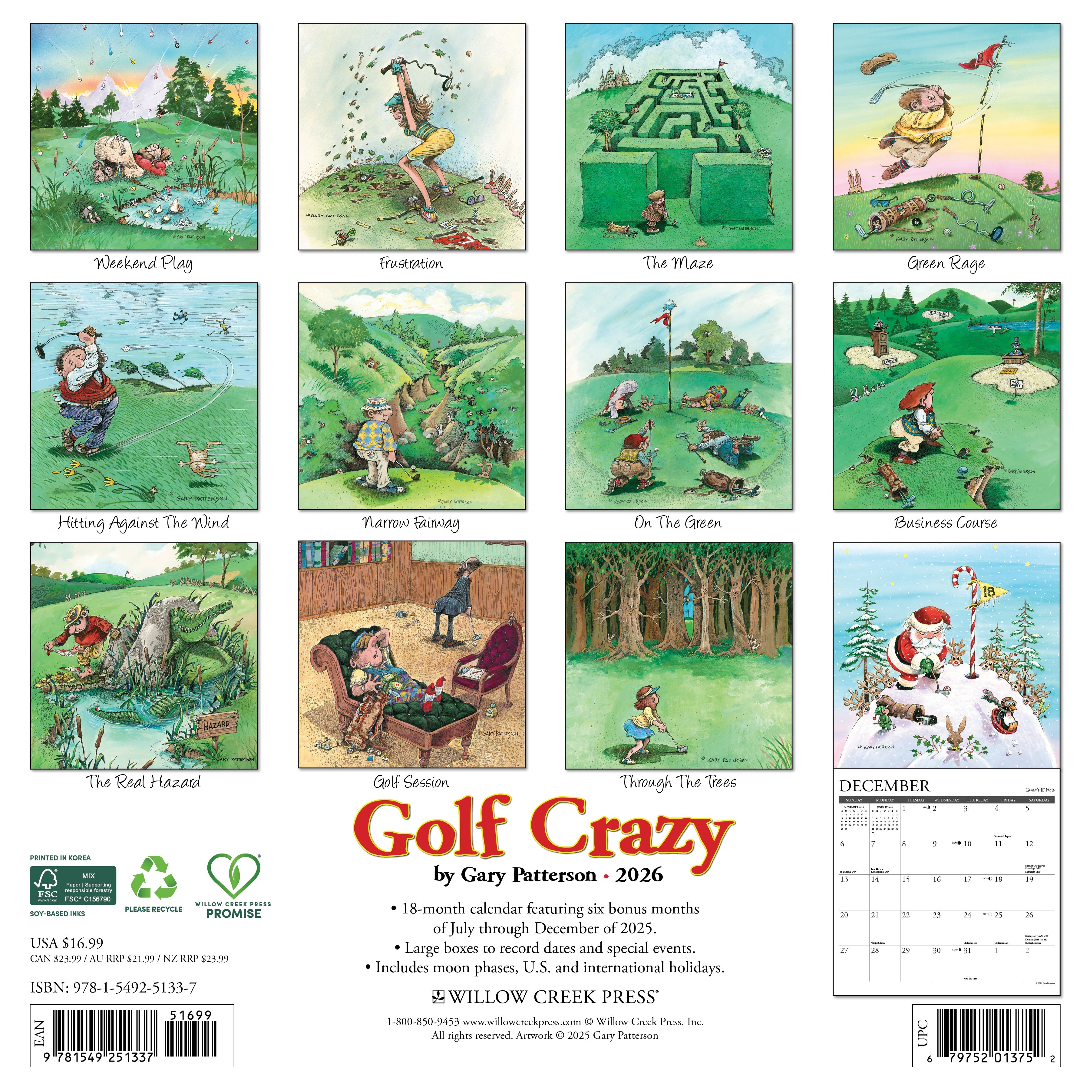 2026 Golf Crazy by Gary Patterson - Square Wall