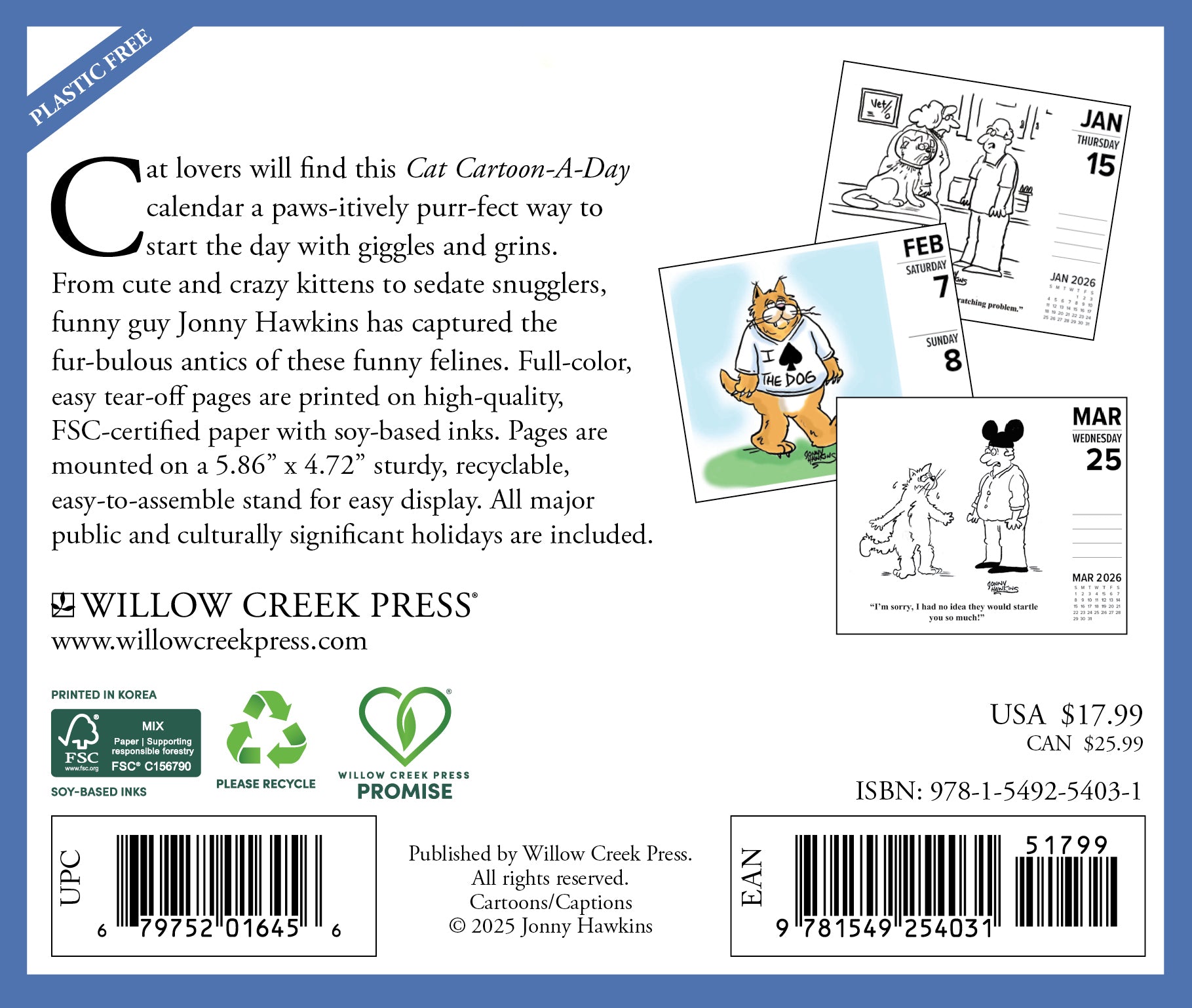 2026 Cat Cartoon-A-Day by Jonny Hawkins - Boxed Page-A-Day