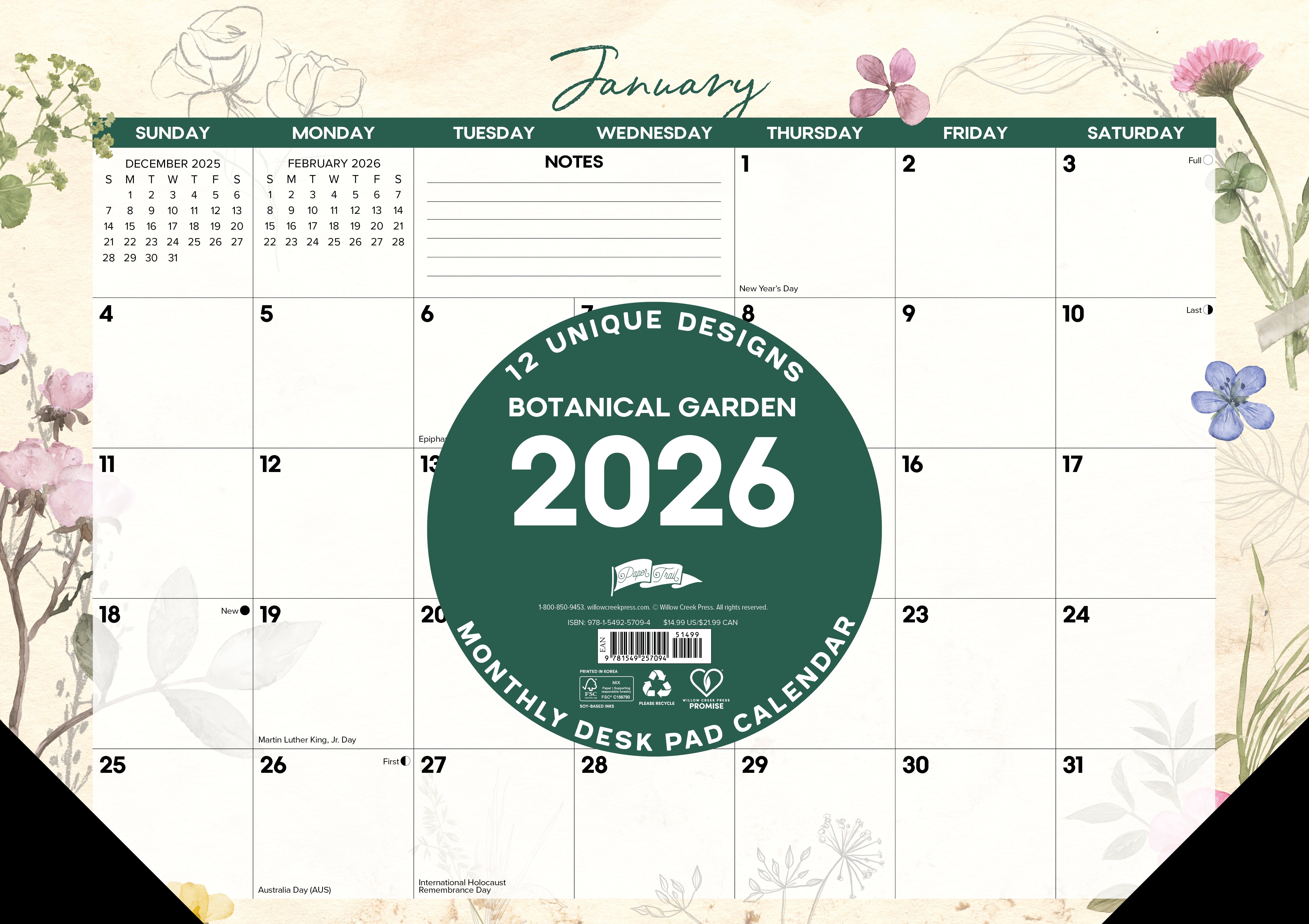 2026 Botanical Garden - Desk Pad