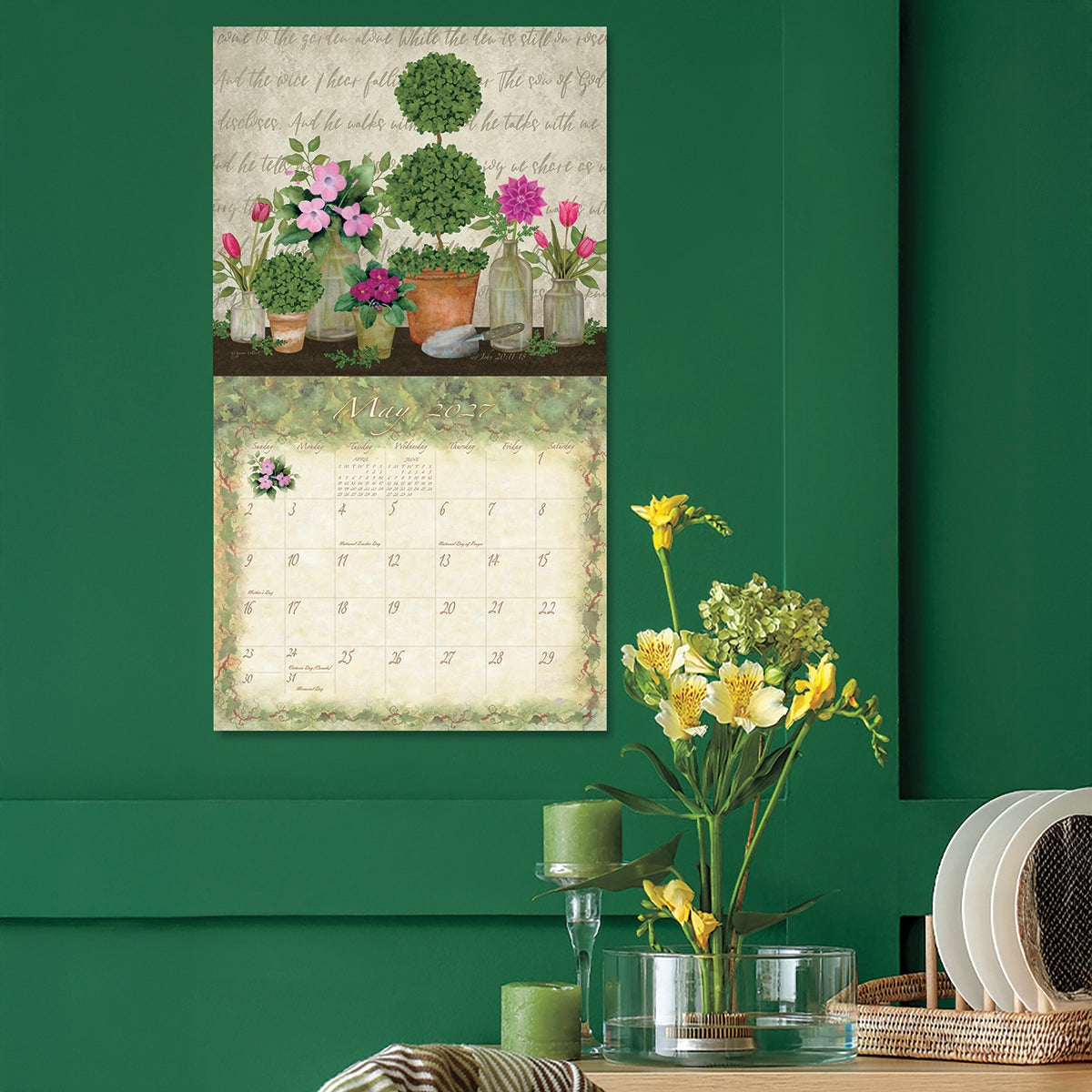 2027 Graceful Garden - Deluxe Wall Calendar by Diane Labombarbe