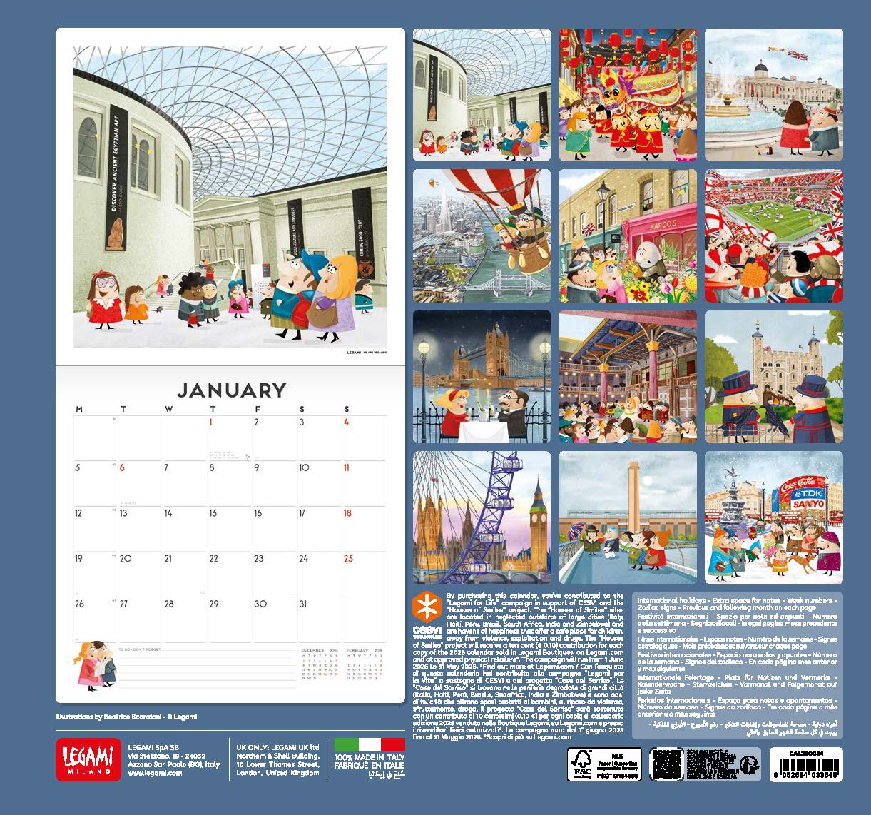 2026 London - Square Wall Calendar