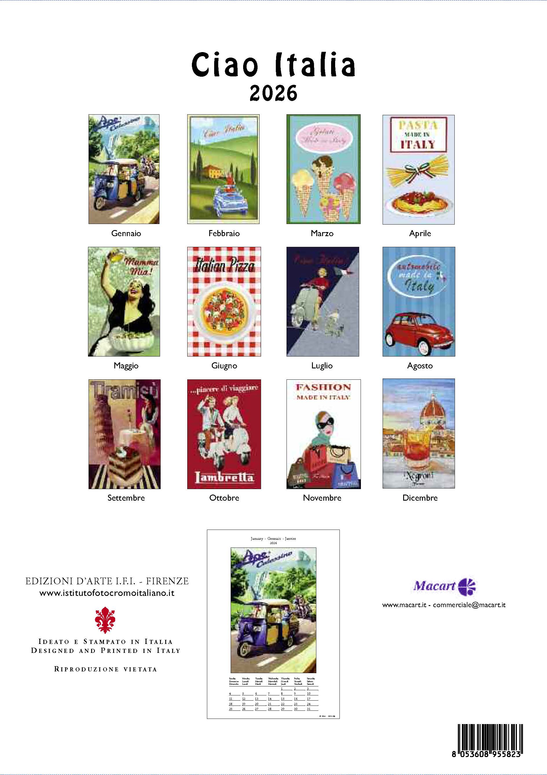 2026 Ciao Italia - Deluxe Wall Calendar