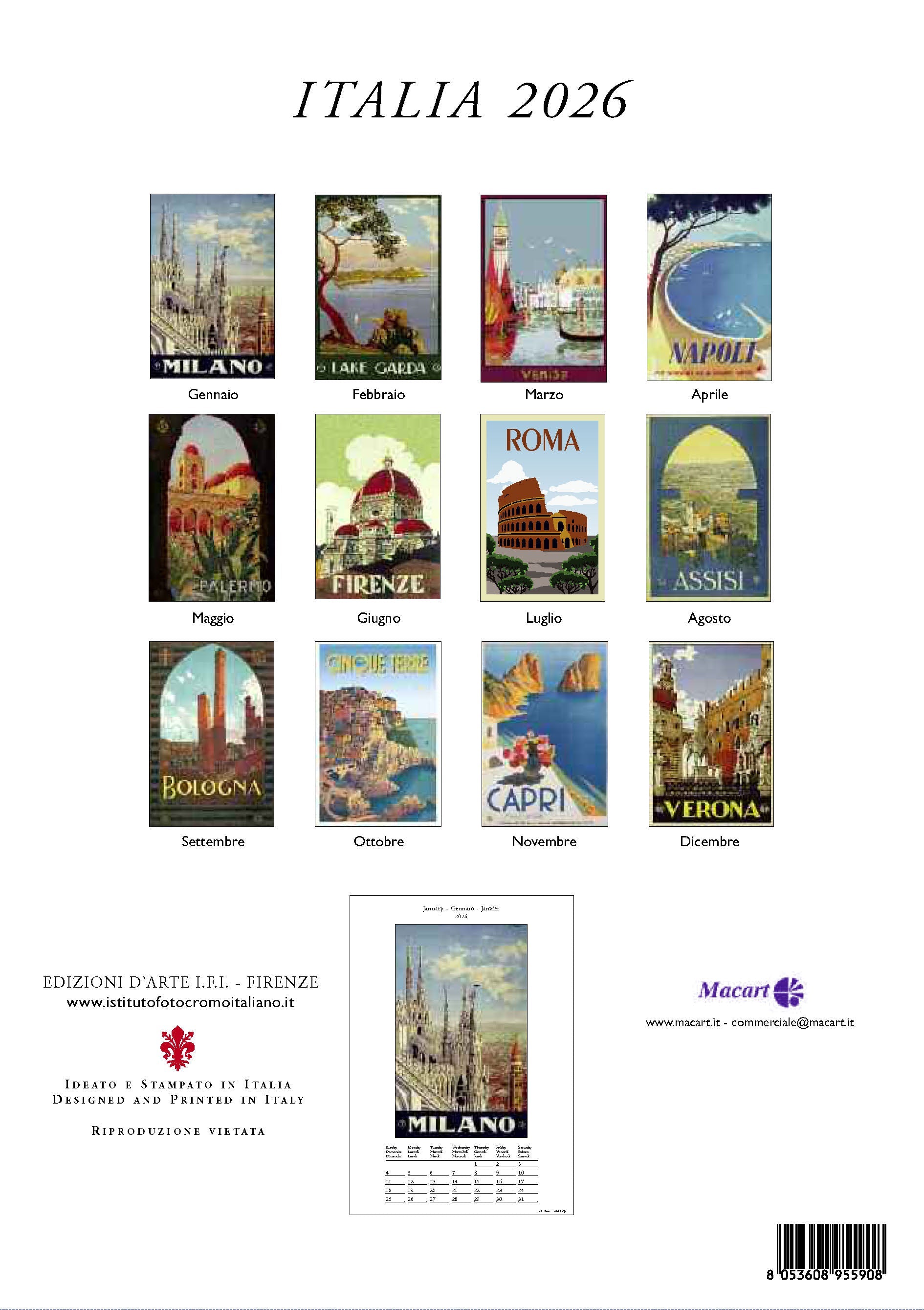 2026 Italia Roma - Deluxe Wall Calendar