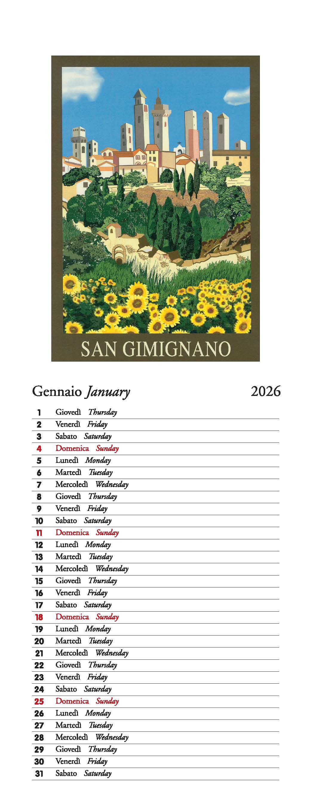 2026 Costa Italiana - Slim Wall Calendar