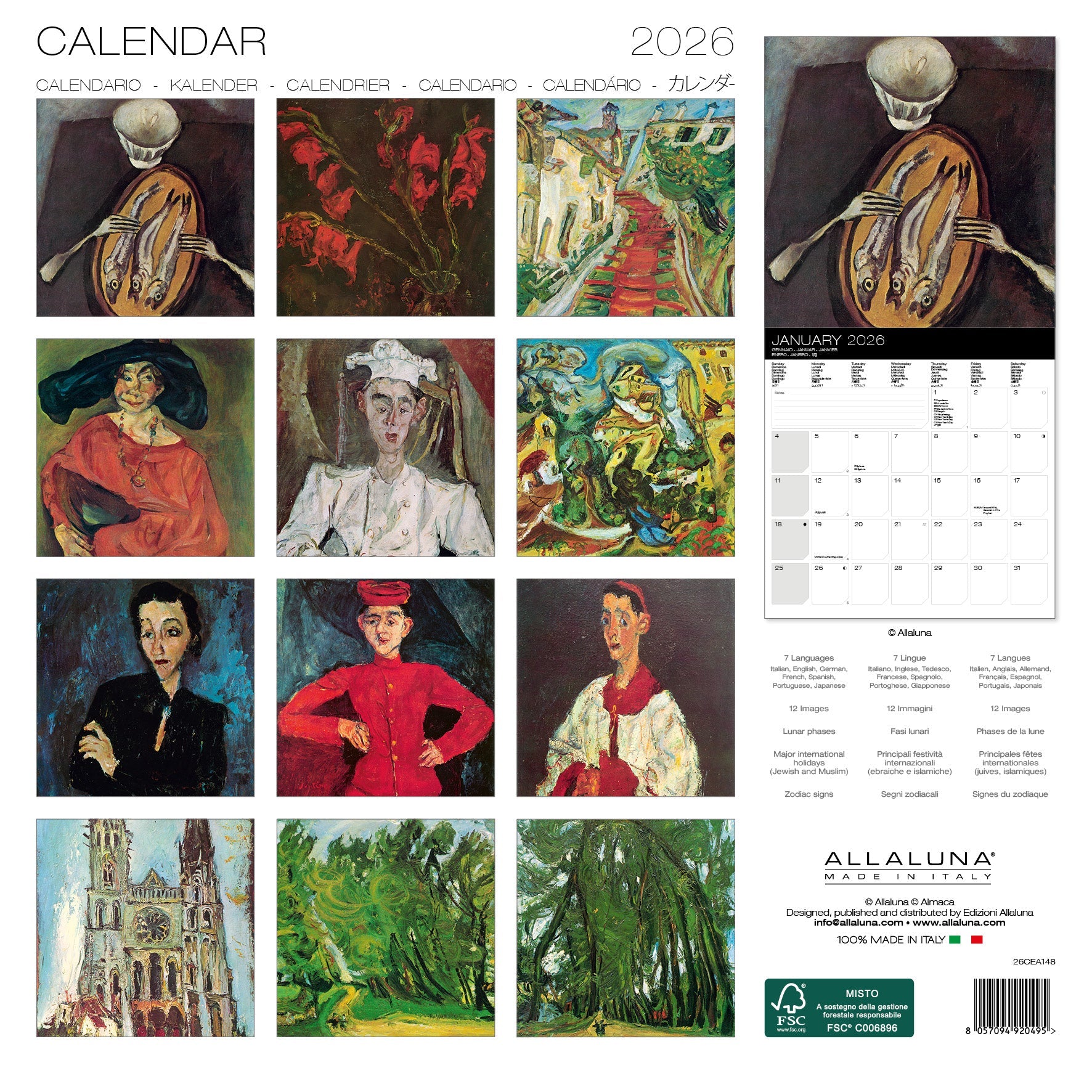 2026 Chaim Soutine - Square Wall Calendar