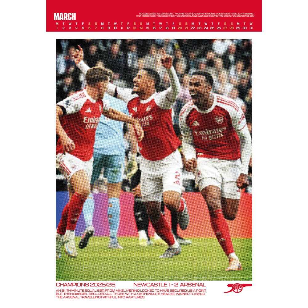 2027 Arsenal FC - A3 Deluxe Wall Calendar - product image 2