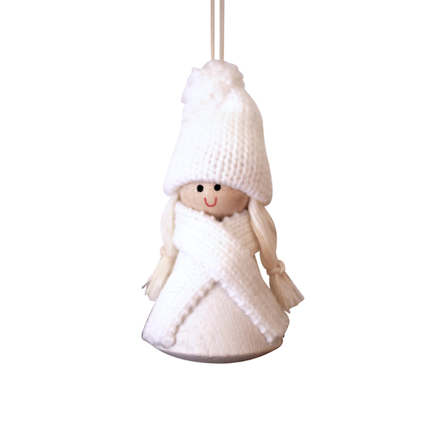 Santa Hedda hanging decor White (8 cm) - Christmas Decoration