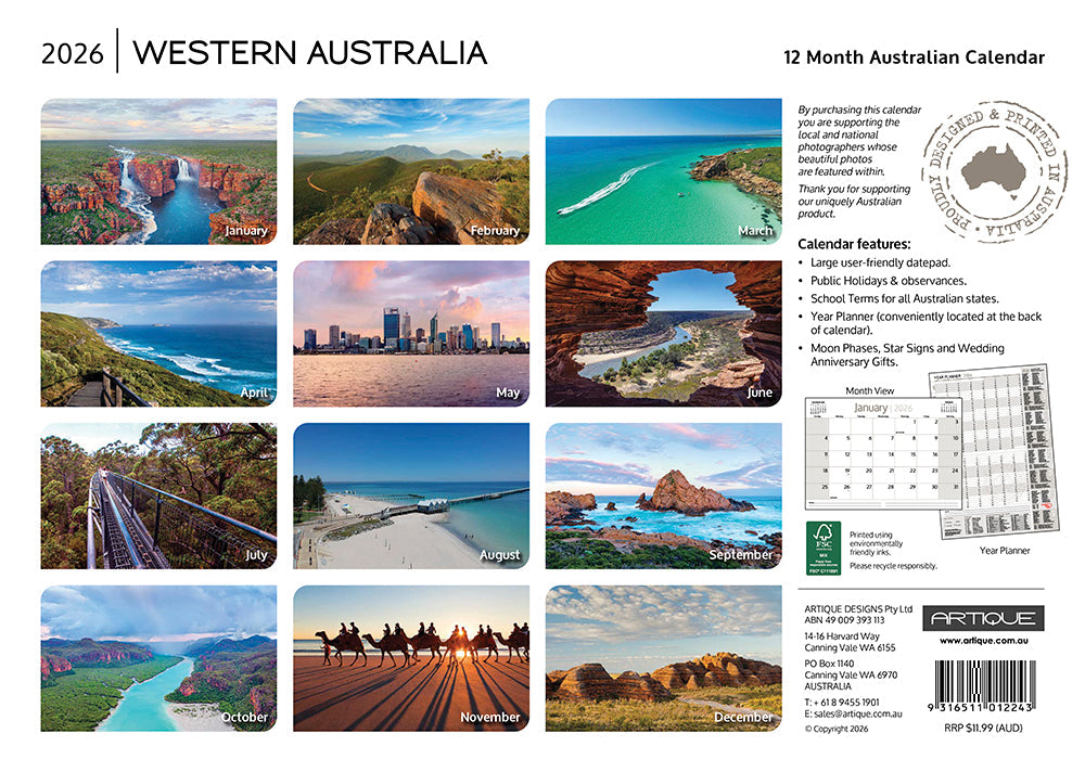 2026 Western Australian - Horizontal Wall Calendar