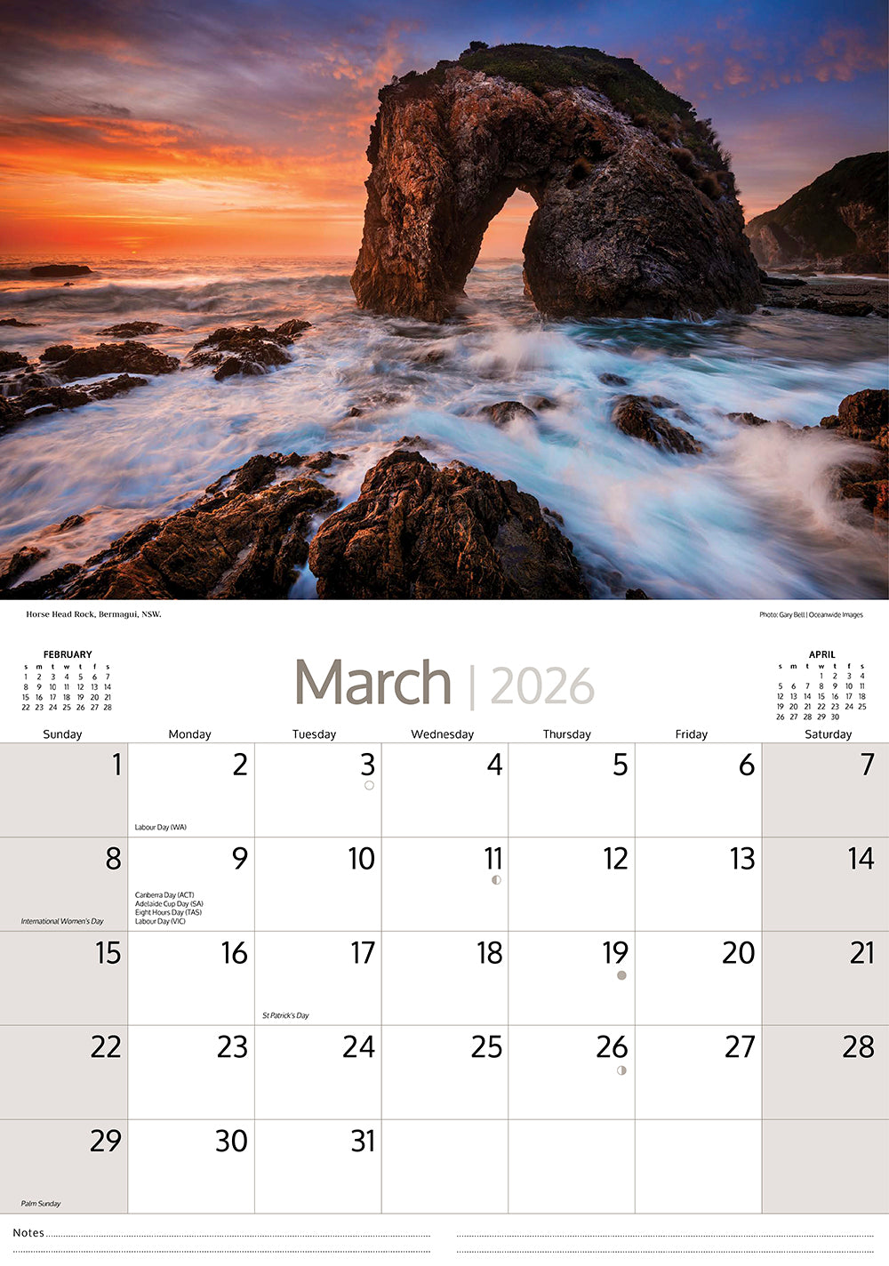 2026 Majestic Australia - Horizontal Wall Calendar