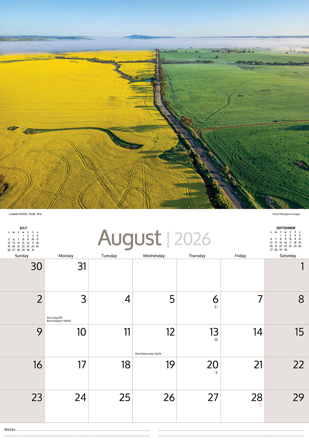 2026 Australia Land of Contrast - Horizontal Wall Calendar