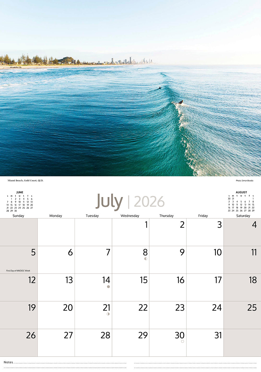 2026 Australian Beaches - Horizontal Wall Calendar