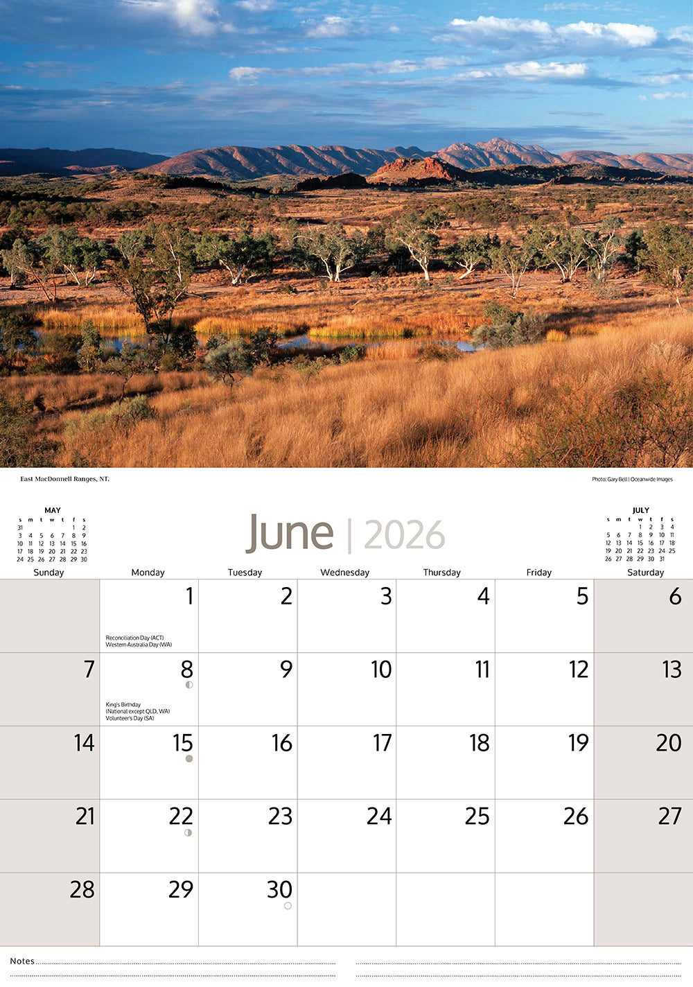 2026 Australian Outback - Horizontal Wall Calendar