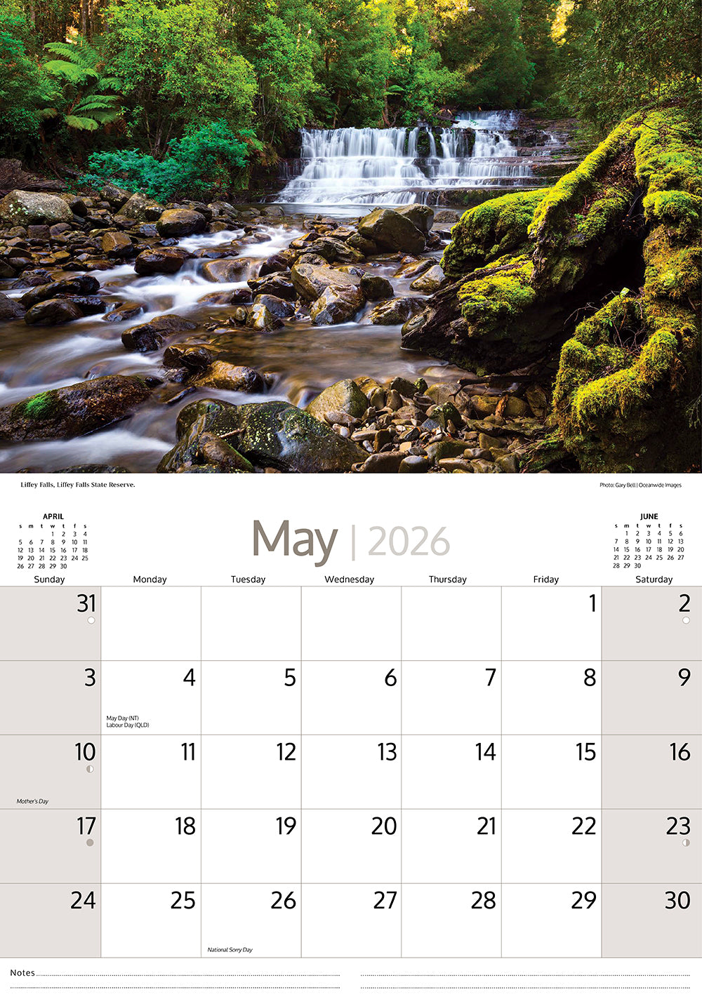 2026 Around Tasmania - Horizontal Wall Calendar