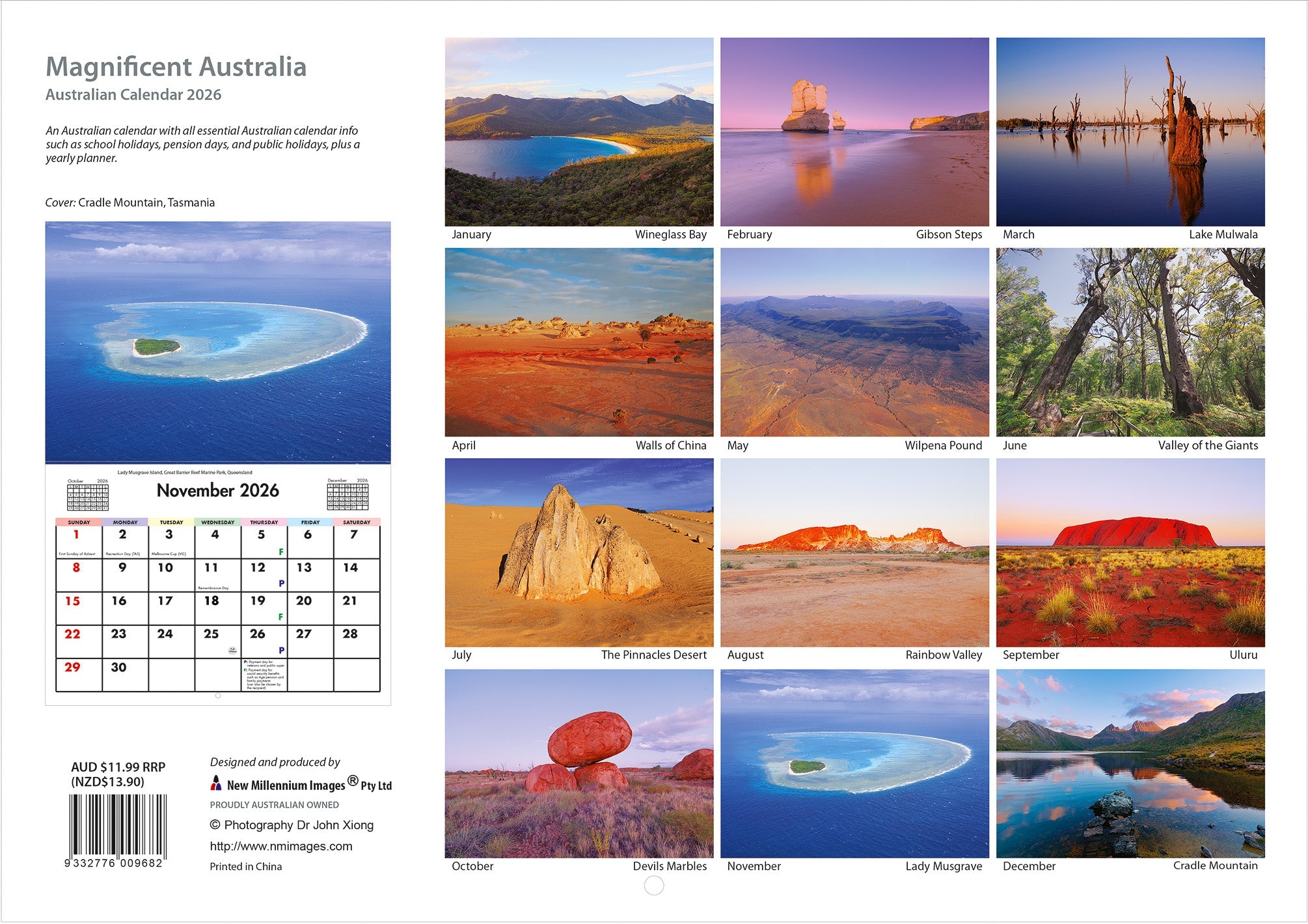 2026 Magnificent Australia - Horizontal Wall Calendar