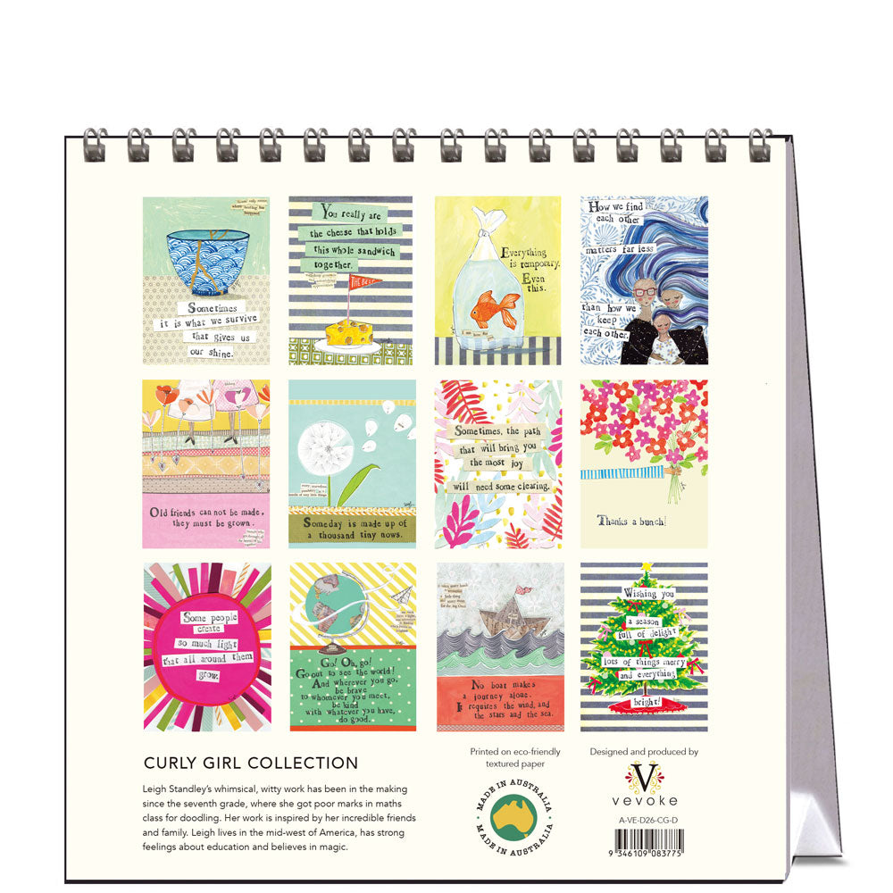 2026 Curly Girl - Desk Easel Calendar