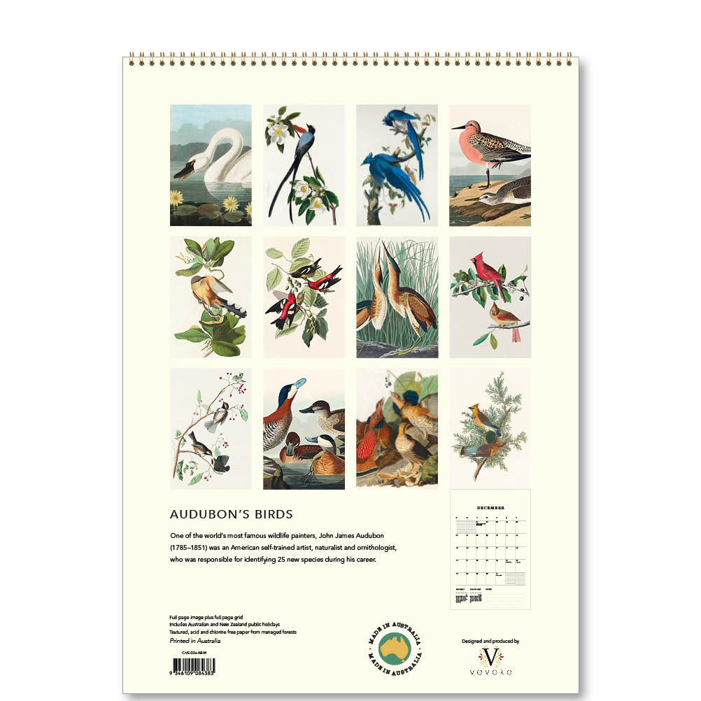2026 Audubon's Birds - Deluxe Wall Calendar