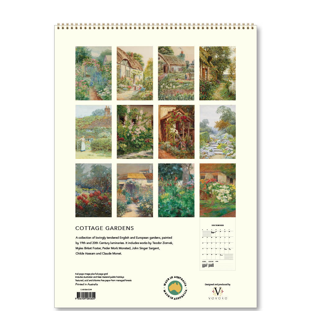 2026 Cottage Gardens - Deluxe Wall Calendar