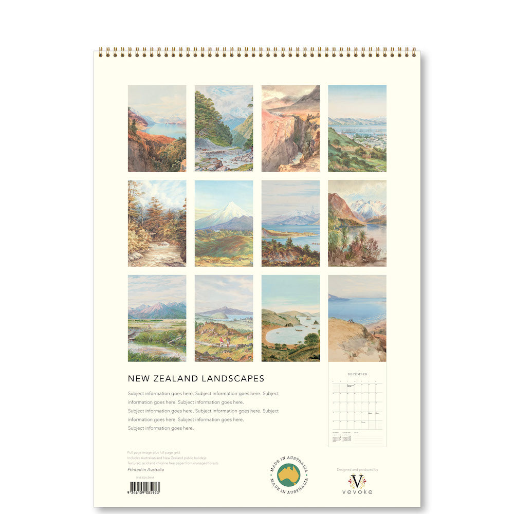 2026 New Zealand Landscapes - Deluxe Wall Calendar