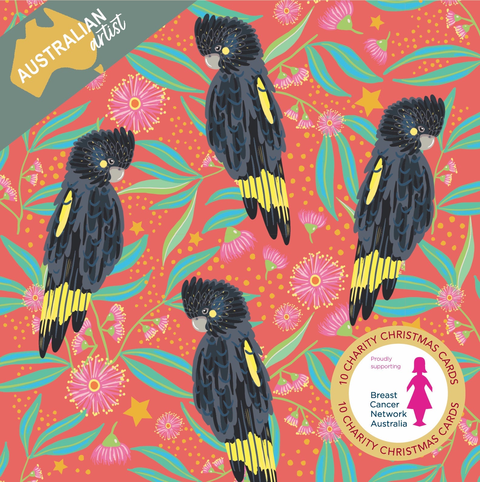 BCNA Black Cockatoos - 10 Charity Christmas Cards Pack