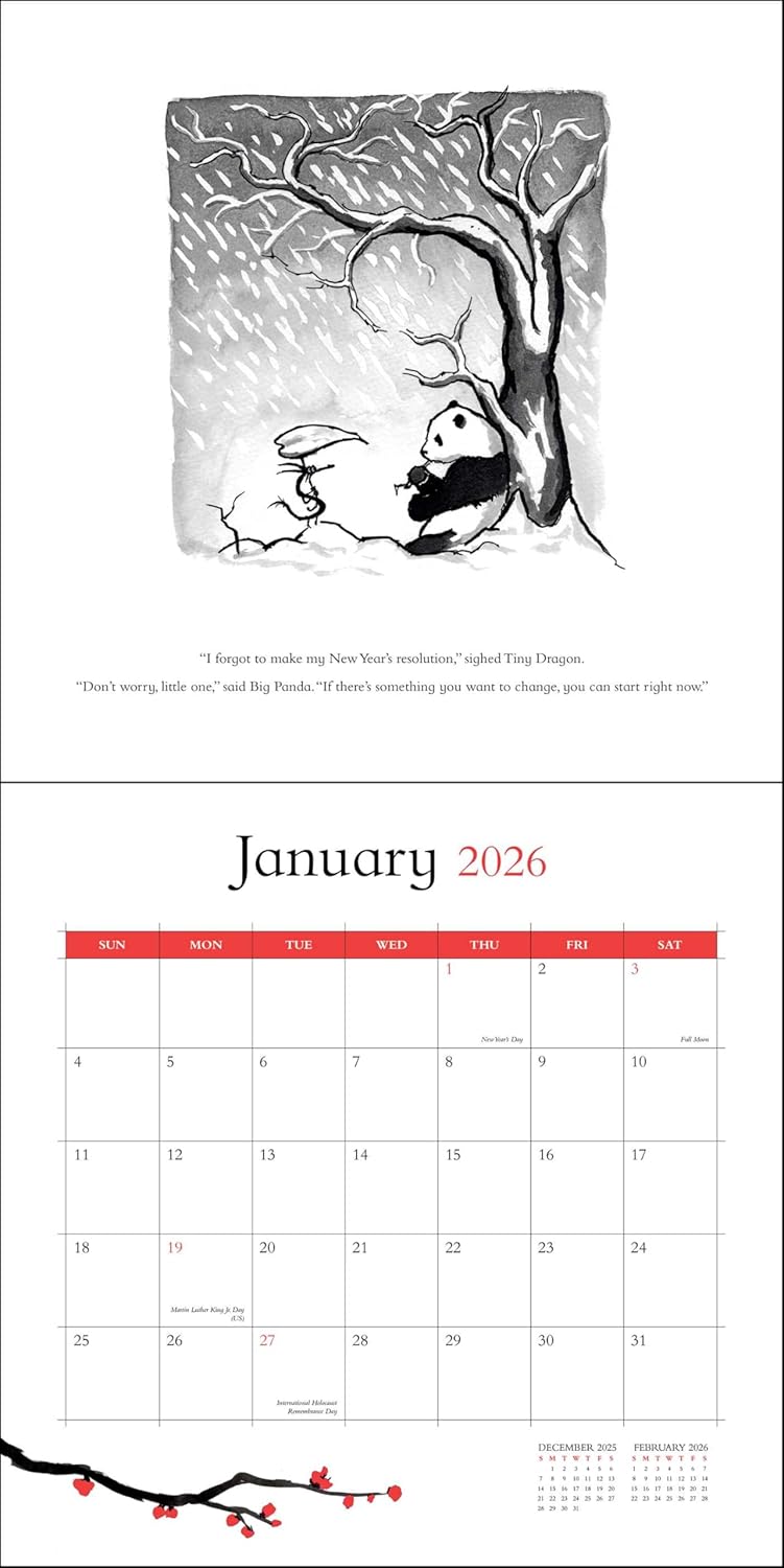 2026 Big Panda & Tiny Dragon - Square Wall Calendar