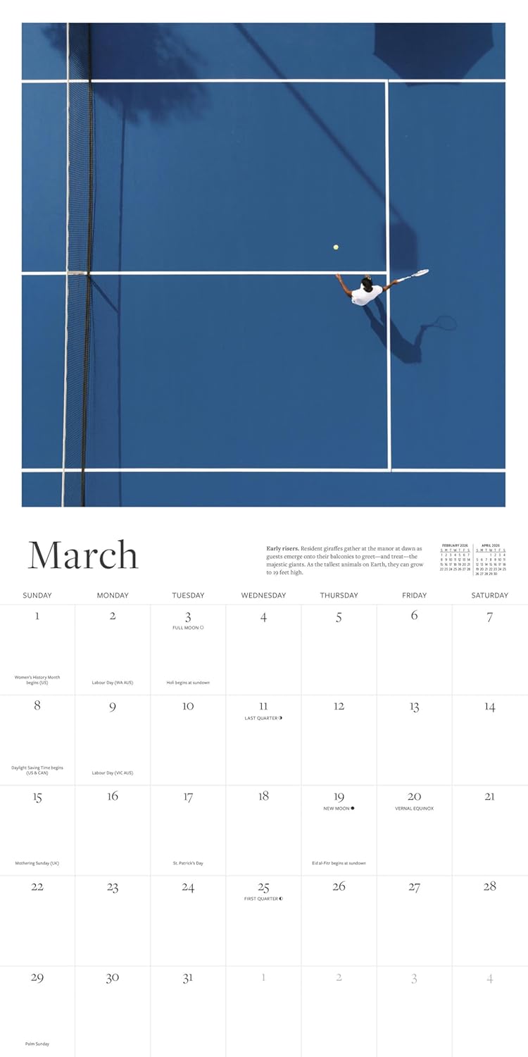 2026 The Tennis Court - Square Wall Calendar