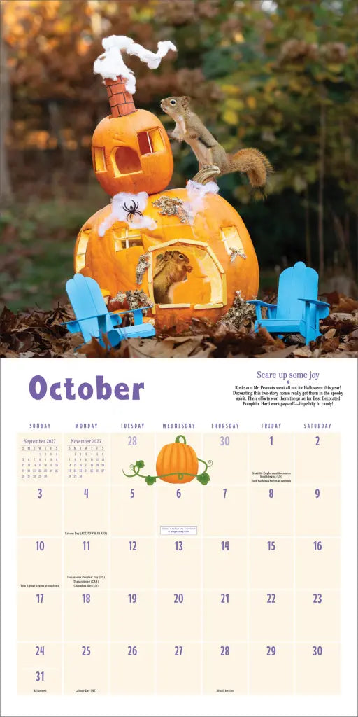 2027 Secret Life of Squirrels - Square Wall Calendar