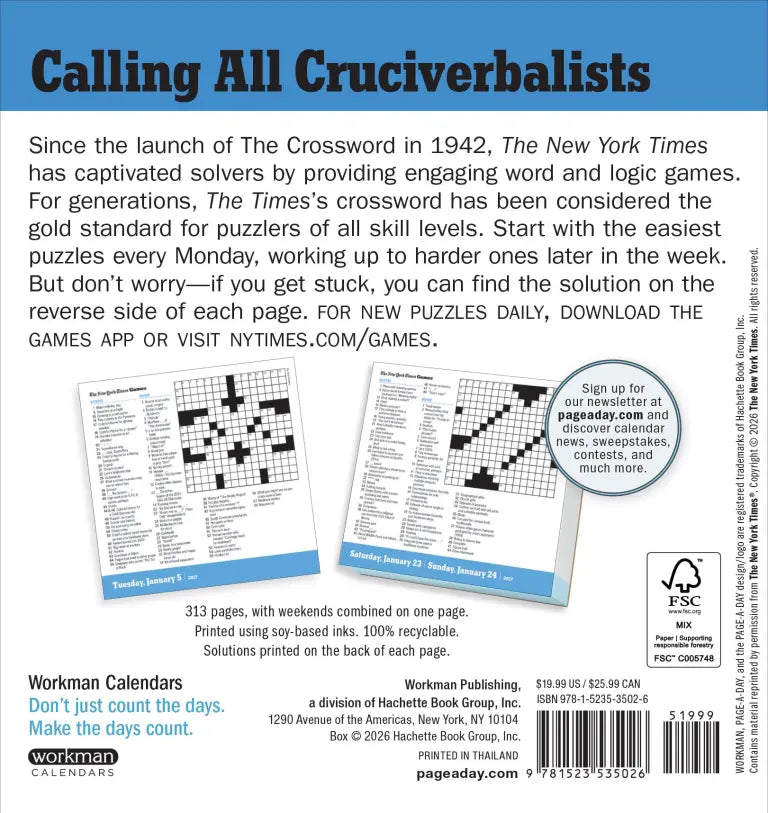 2027 New York Times Crossword - Daily Boxed Page-A-Day Calendar