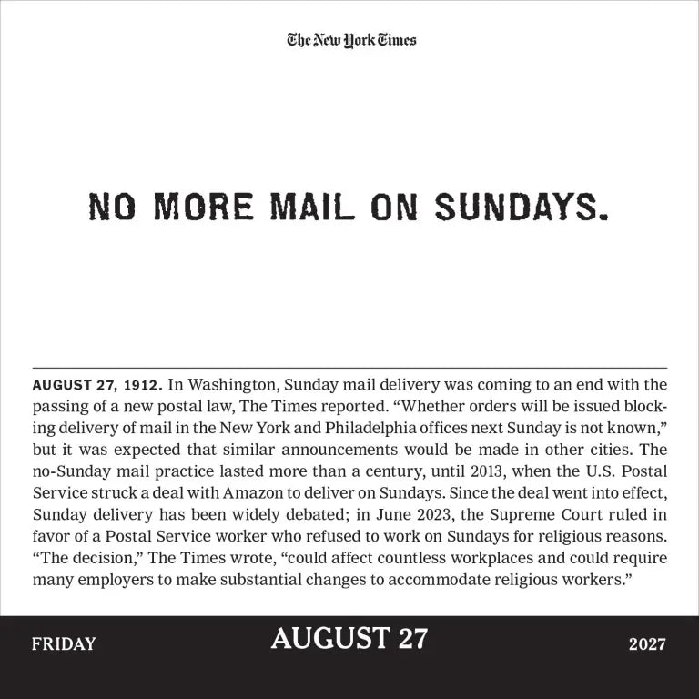 2027 New York Times Headlines in History - Daily Boxed Page-A-Day Calendar
