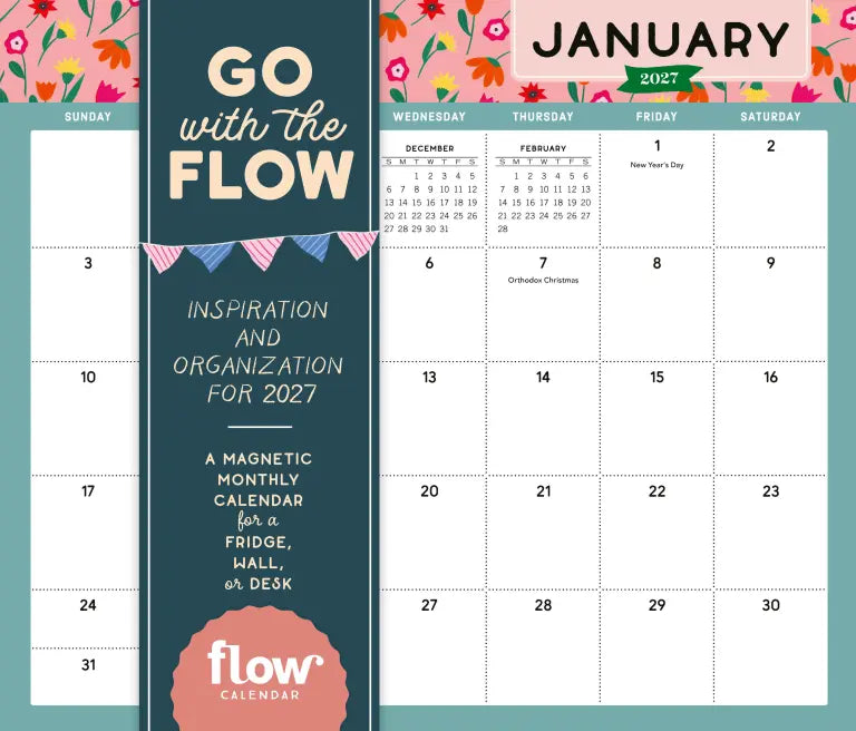 2027 Go With the Flow - Magnetic Monthly Wall Calendar