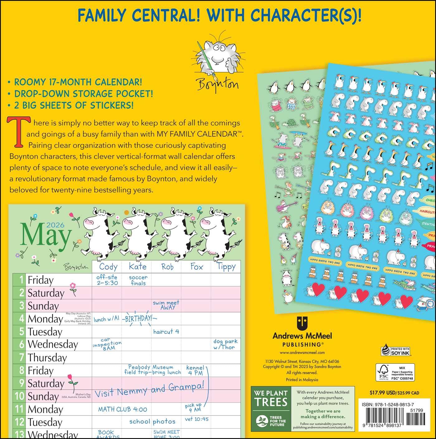 2026 Sandra Boynton: My Family - Square Wall Calendar