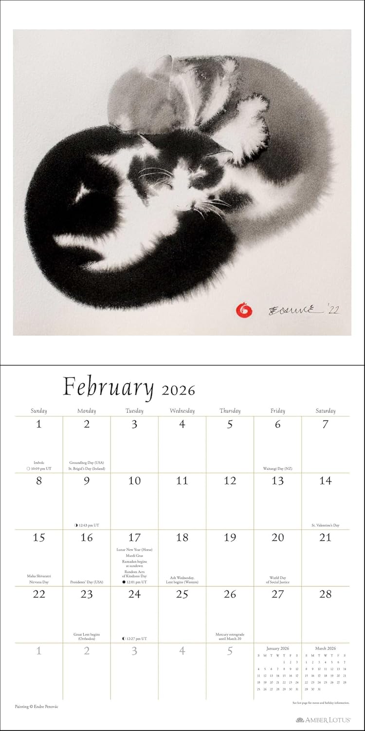 2026 The Artful Cat - Square Wall Calendar