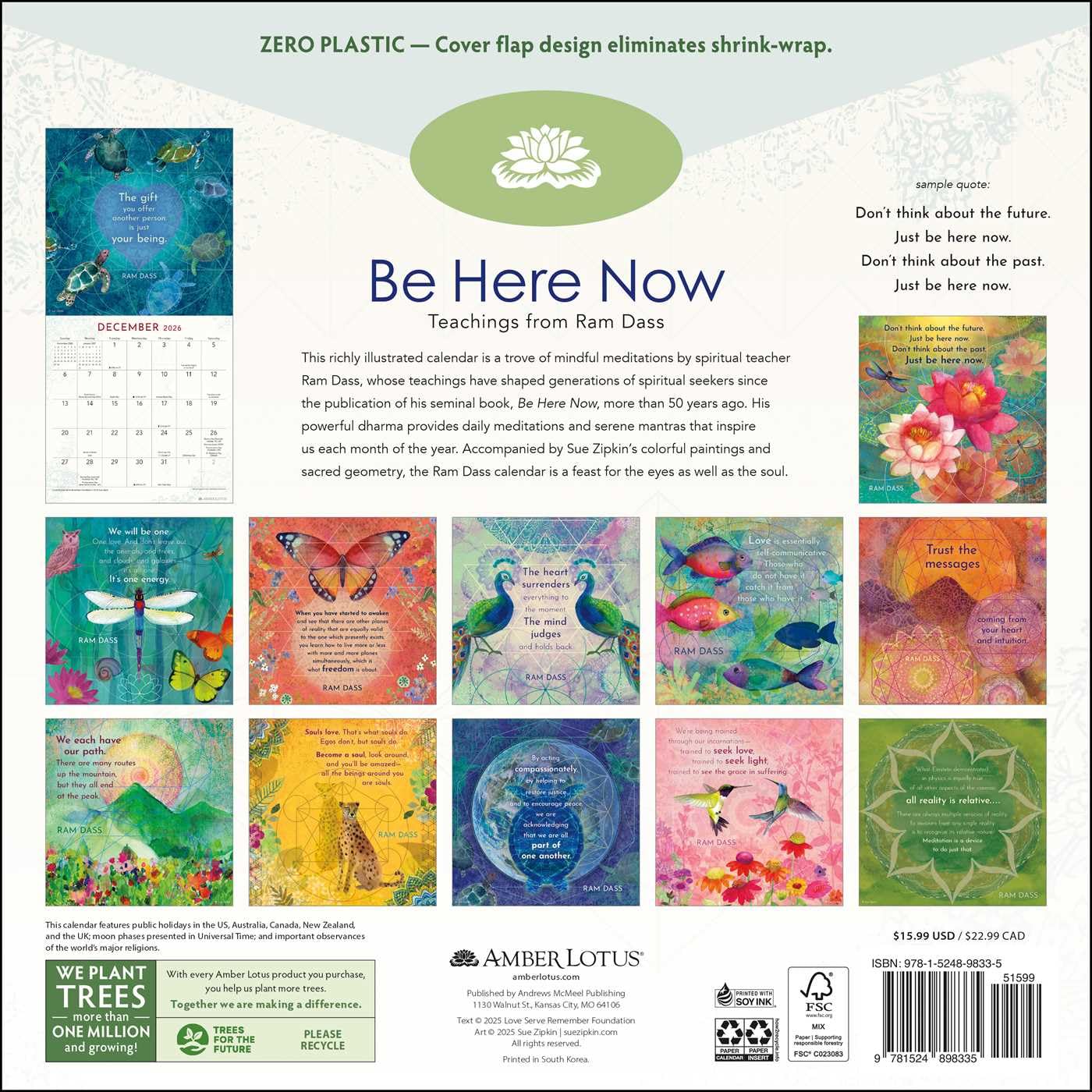 2026 Be Here Now: Teachings from Ram Dass - Square Wall Calendar